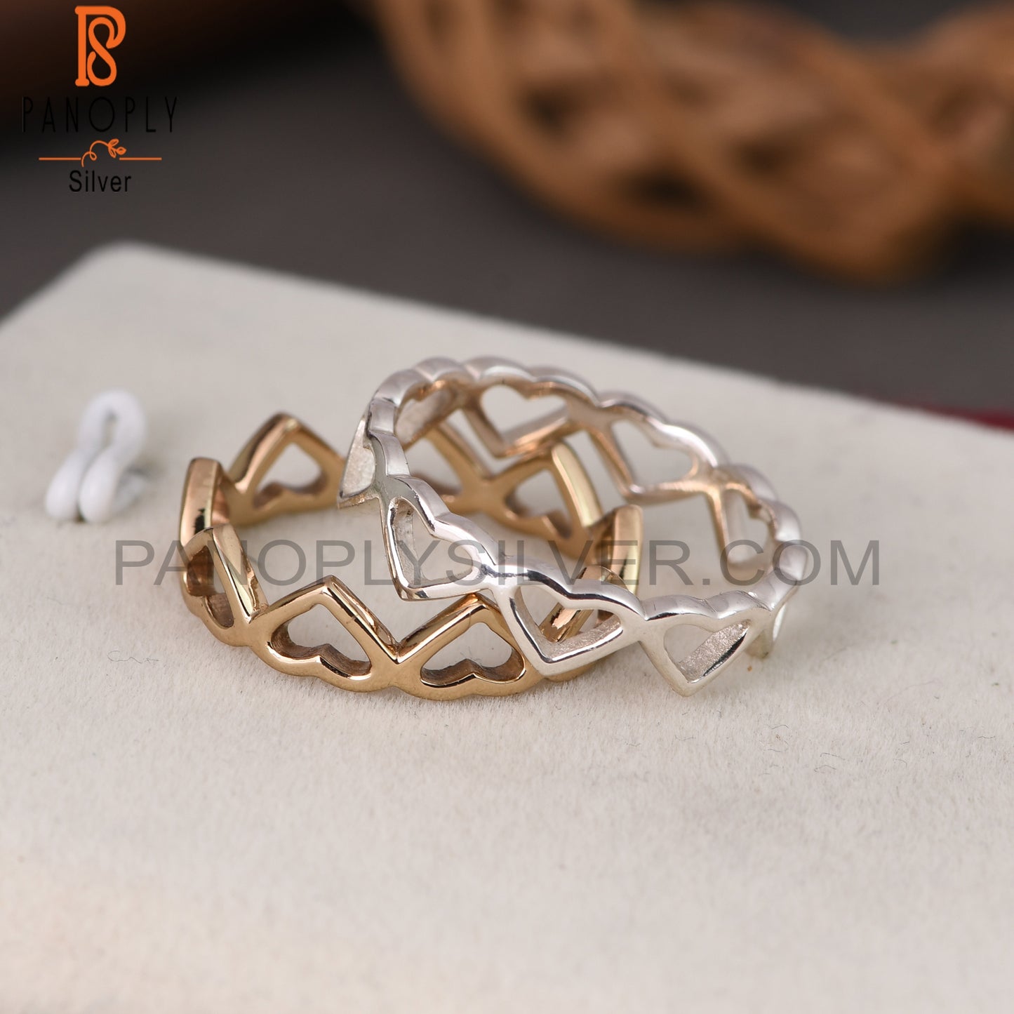 925 Quality Double Heart Band Couple Promise Rings