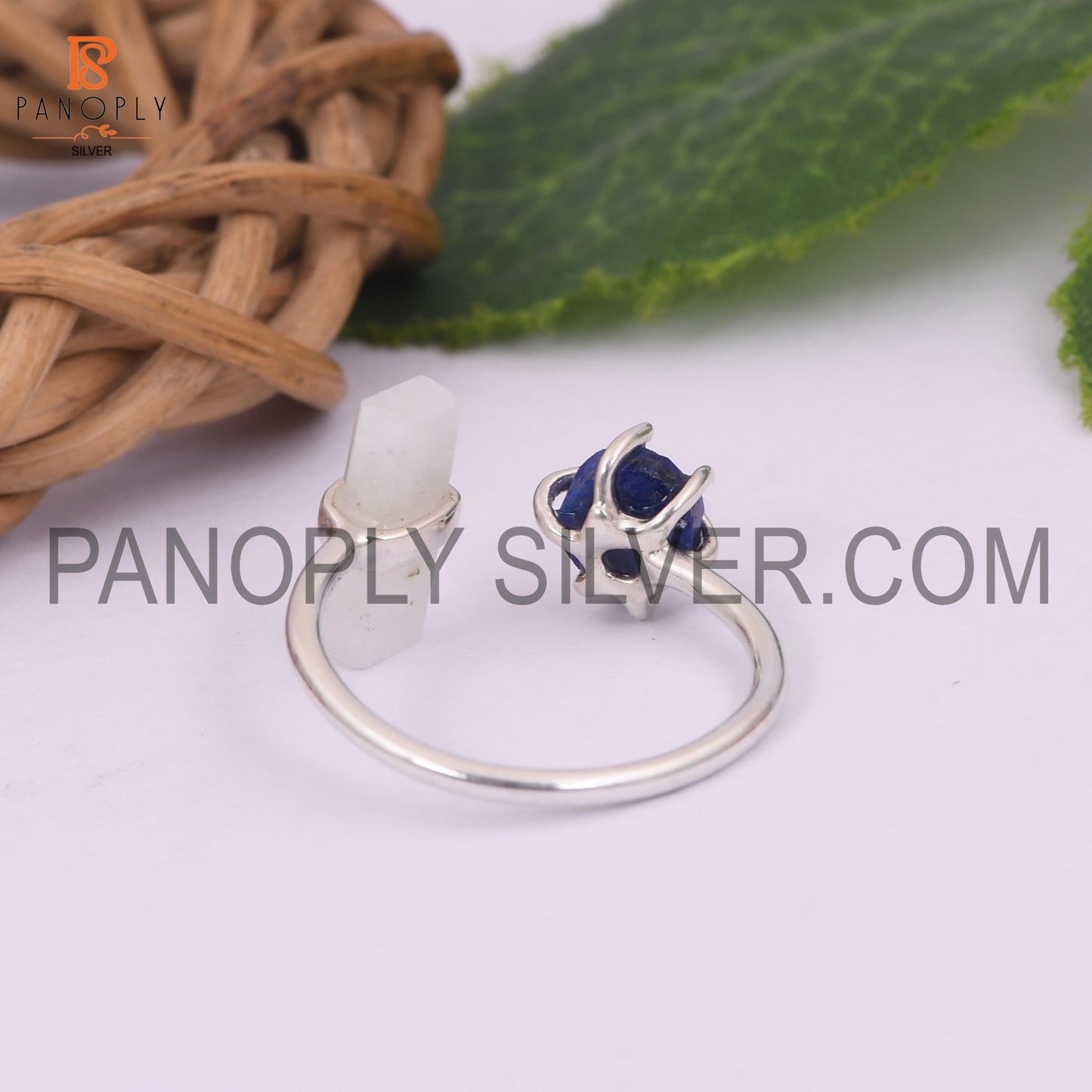 Lapis & Rainbow Moonstone 925 Sterling Silver Ring