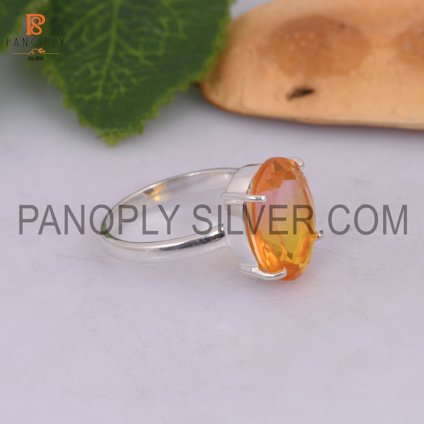 Fine 925 Silver Bio Morganite Doublet Quartz Set Design Ring