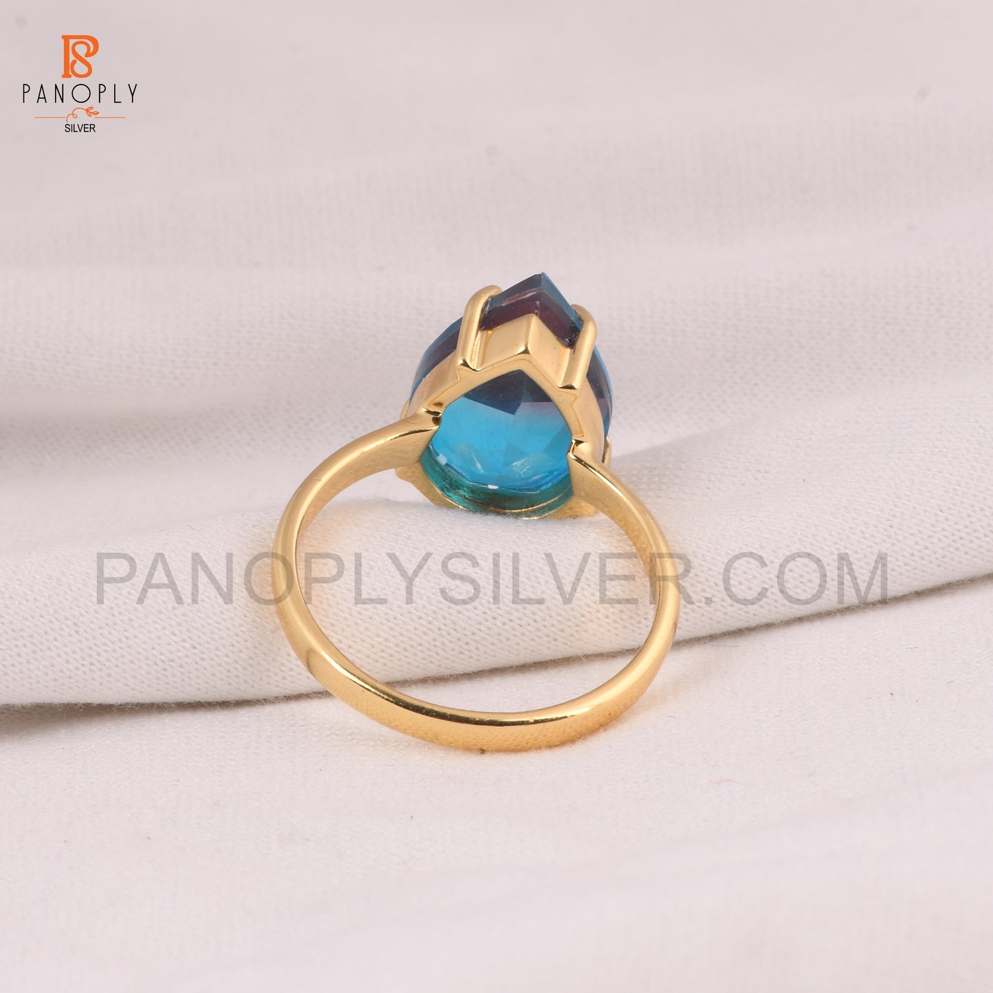 925 Silver Bio Alexandrite Doublet Quartz Gold Plated Ring