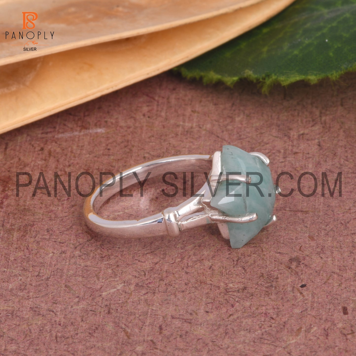 925 Sterling Silver Amazonite Star Shape Split Band Ring