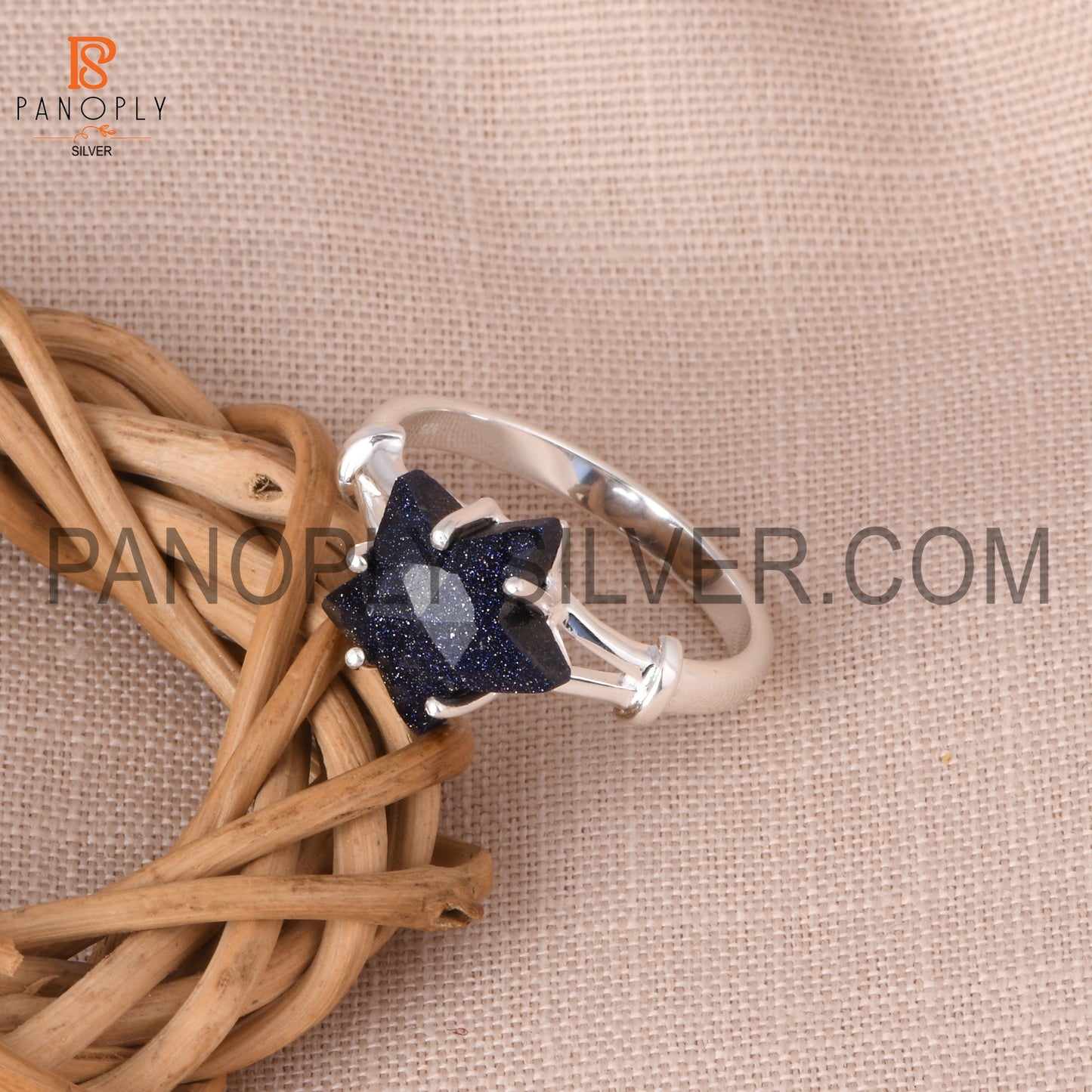 Sunstone Blue Cultured Split Band Promise Star Rings
