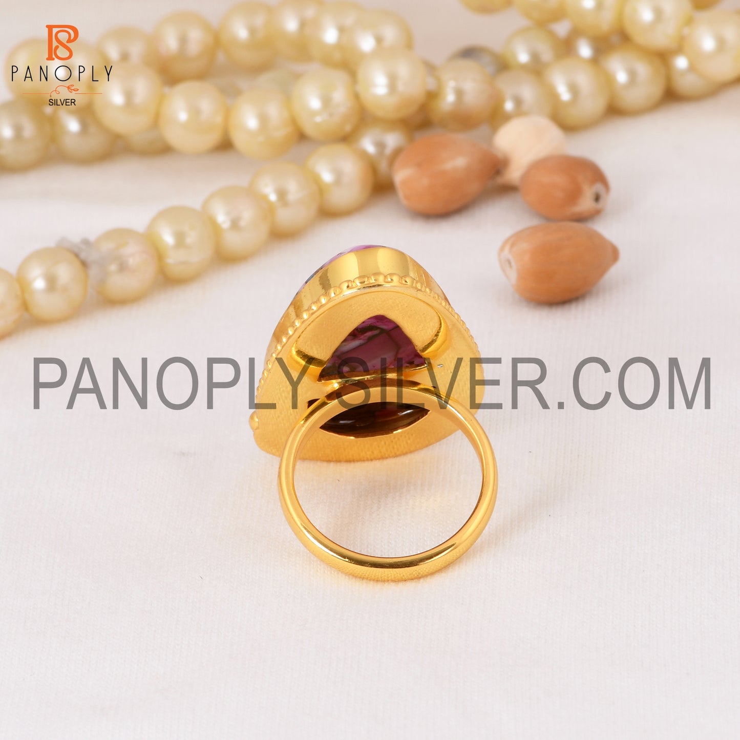 Mojave Purple Oyster Turquoise 18K Gold Plated Rings