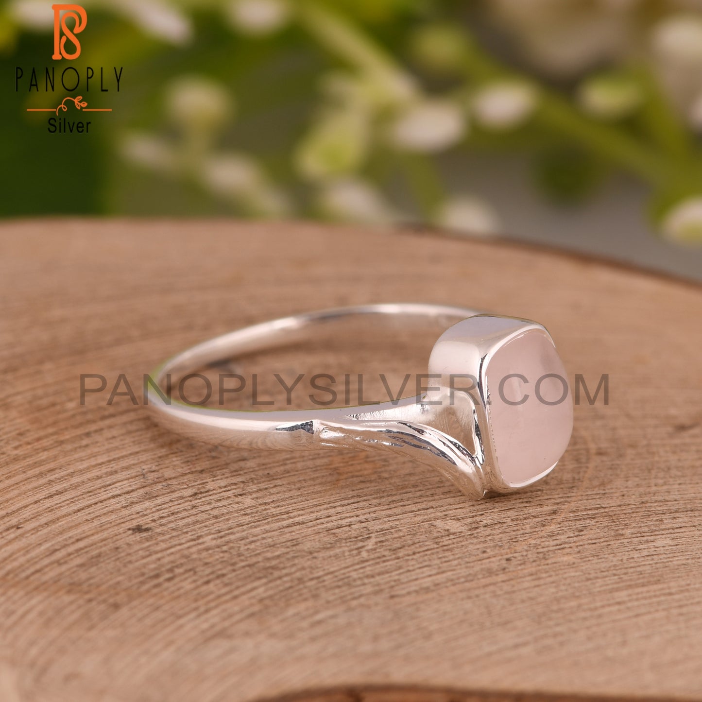 Rose Quartz Ocatgon 925 Sterling Silver Pink Ring