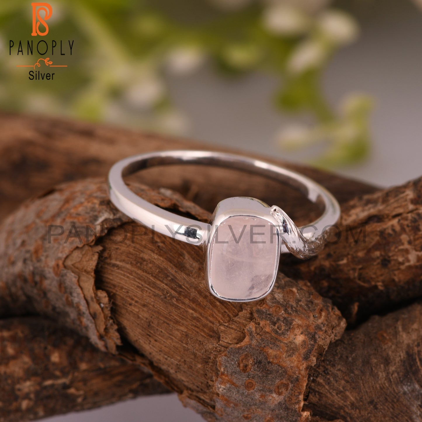 Rose Quartz Ocatgon 925 Sterling Silver Pink Ring