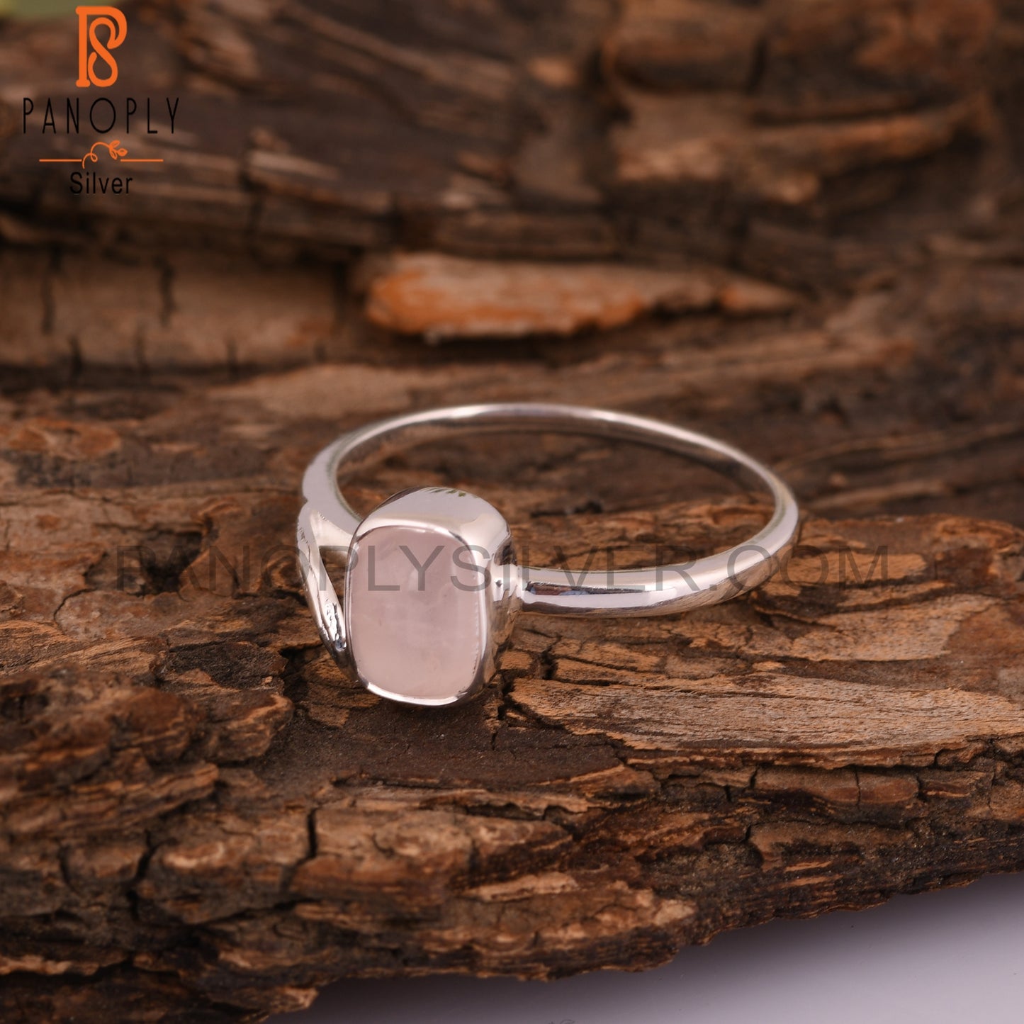 Rose Quartz Ocatgon 925 Sterling Silver Pink Ring