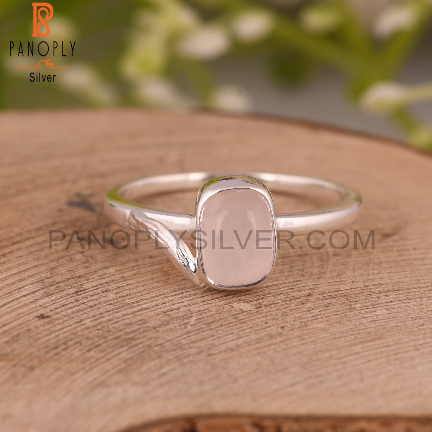 Rose Quartz Ocatgon 925 Sterling Silver Pink Ring