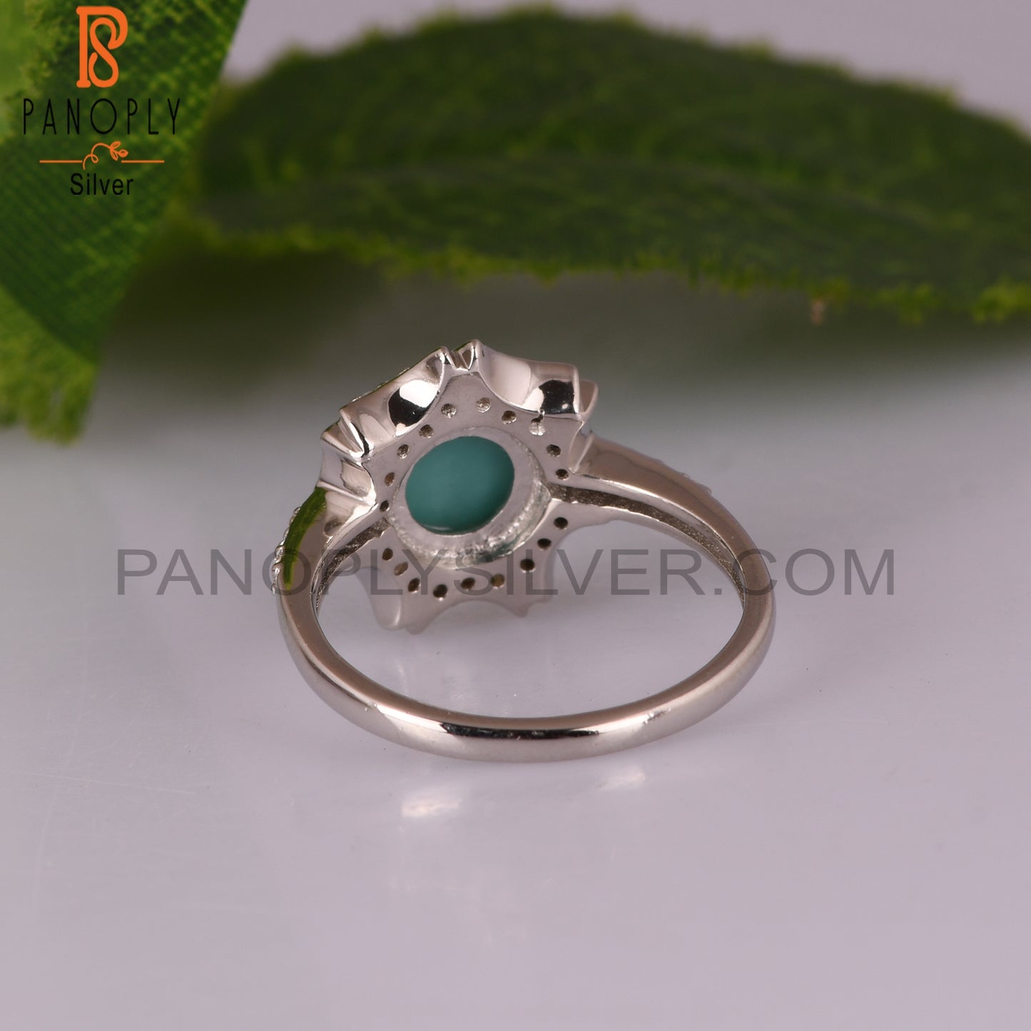 Arizona Turquoise & White Topaz Stone 925 Silver Rings