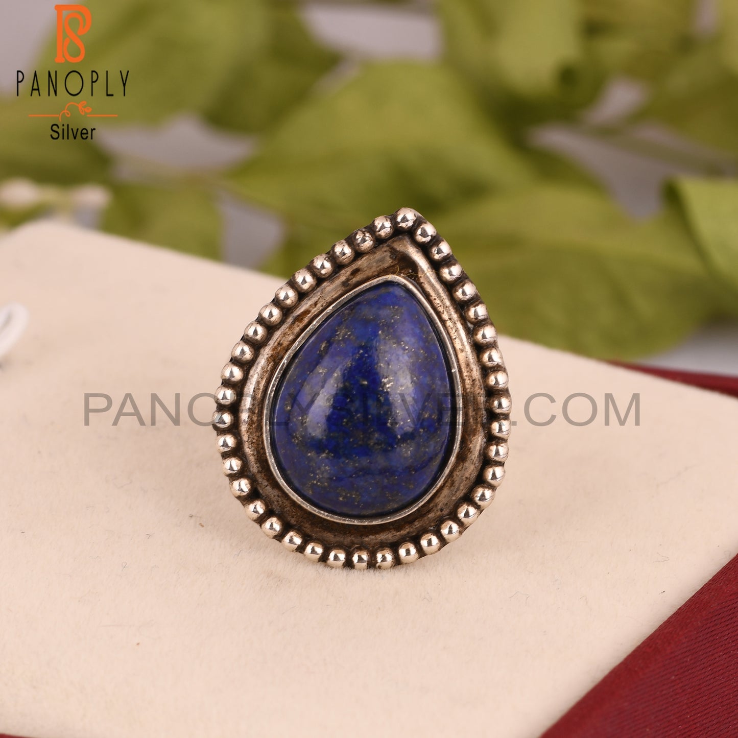 Lapis Lazuli Pear 925 Sterling Silver Ring For Wedding