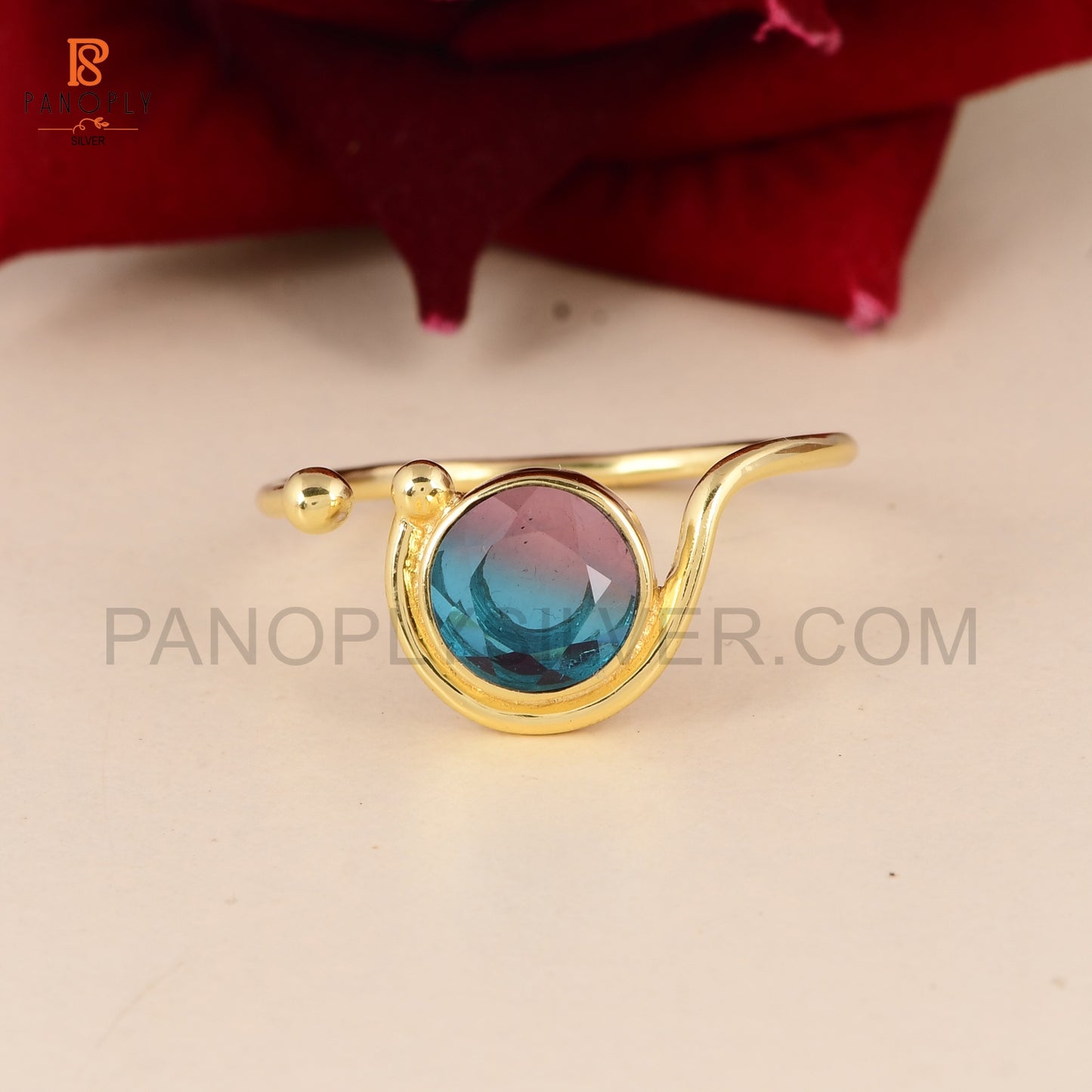 Alexandrite 925 Silver Adjustable Gold Plated Ring