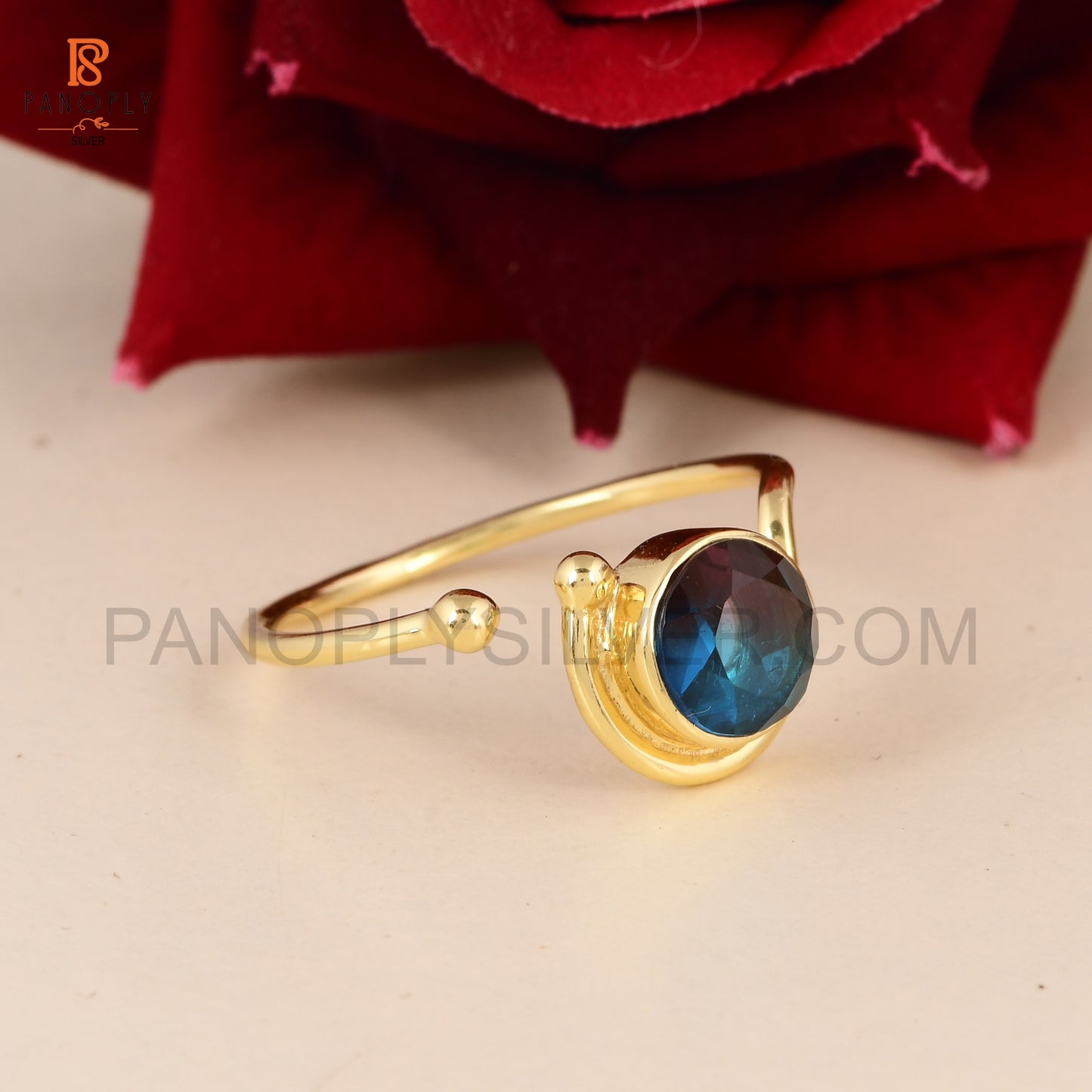 Alexandrite 925 Silver Adjustable Gold Plated Ring