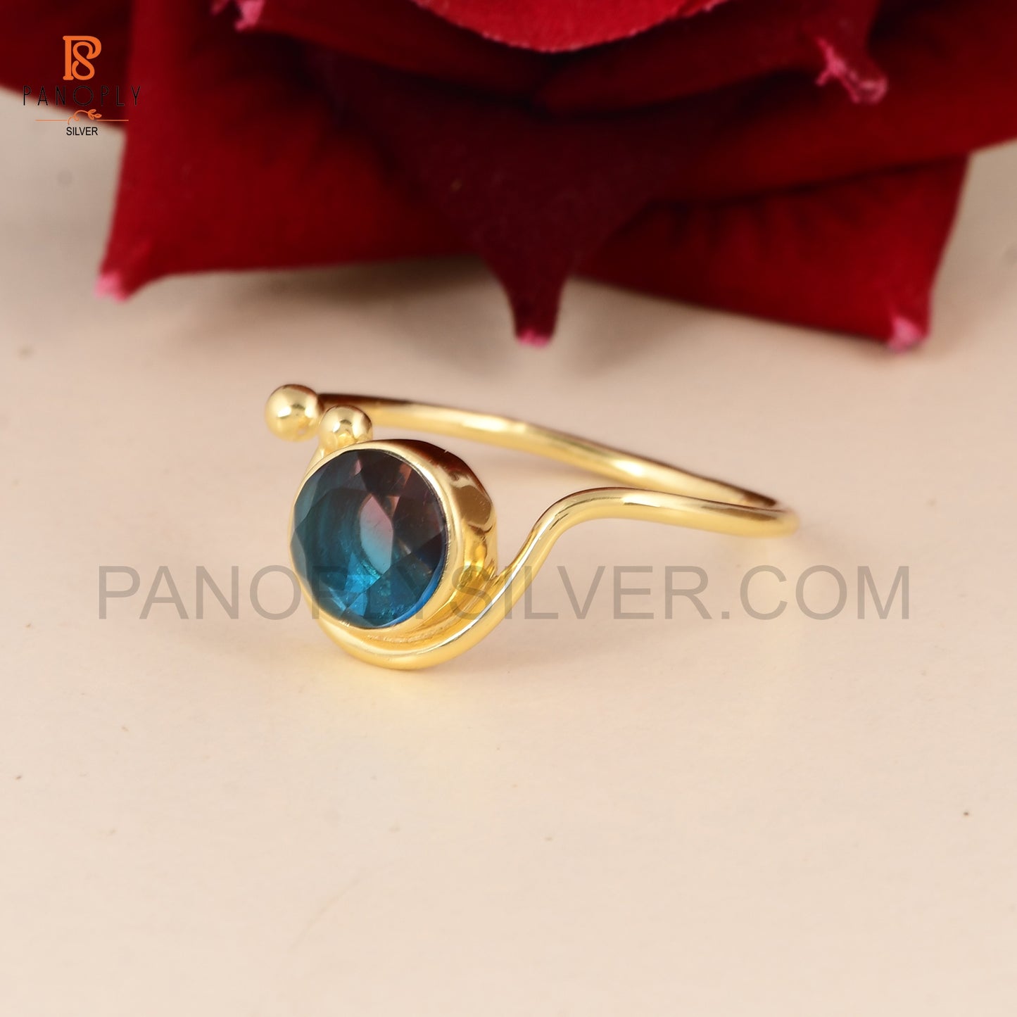 Alexandrite 925 Silver Adjustable Gold Plated Ring