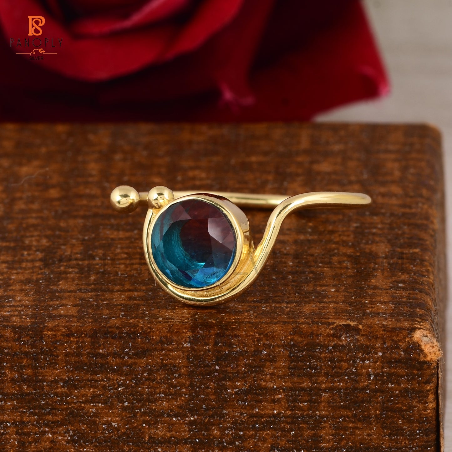 Alexandrite 925 Silver Adjustable Gold Plated Ring