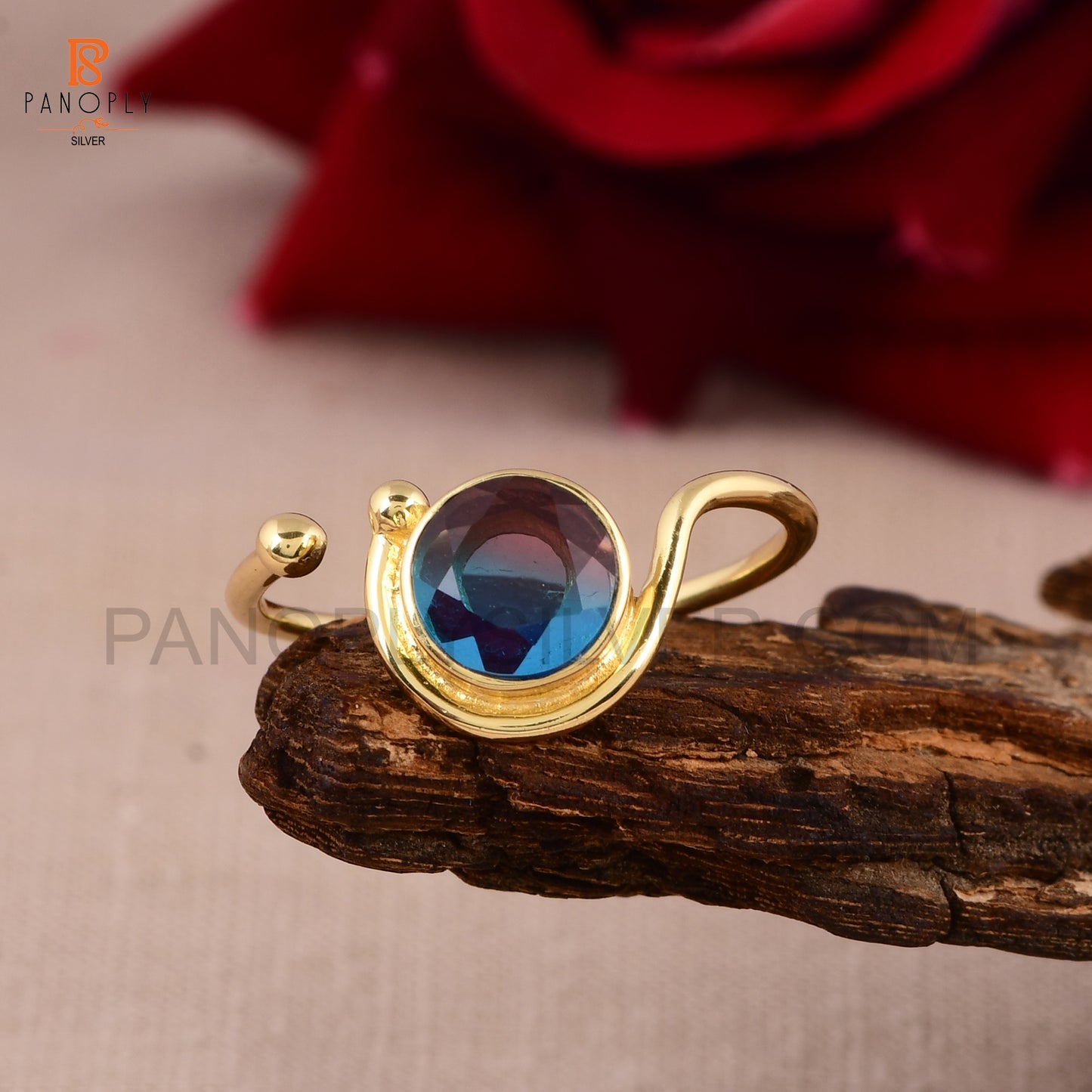 Alexandrite 925 Silver Adjustable Gold Plated Ring