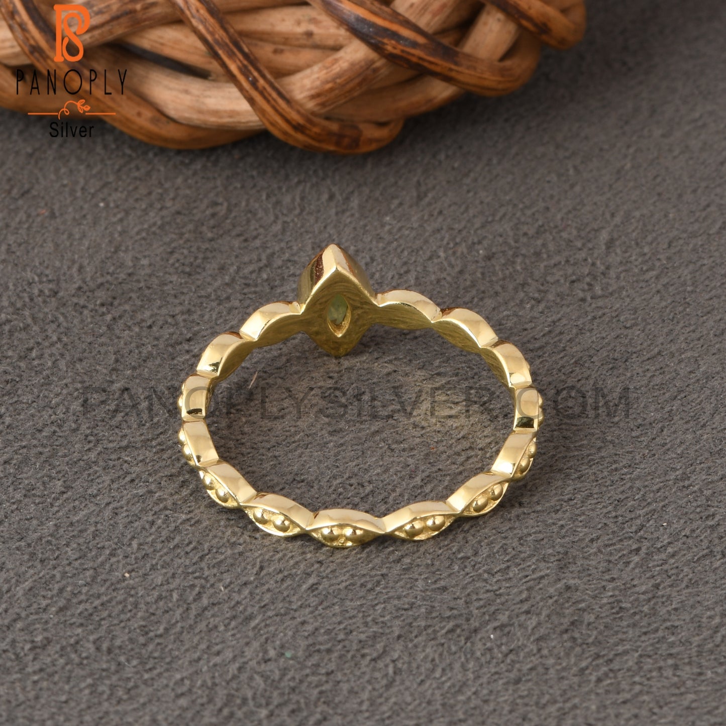 18K Gold Marquise Silver Peridot Marquise Cut Rings