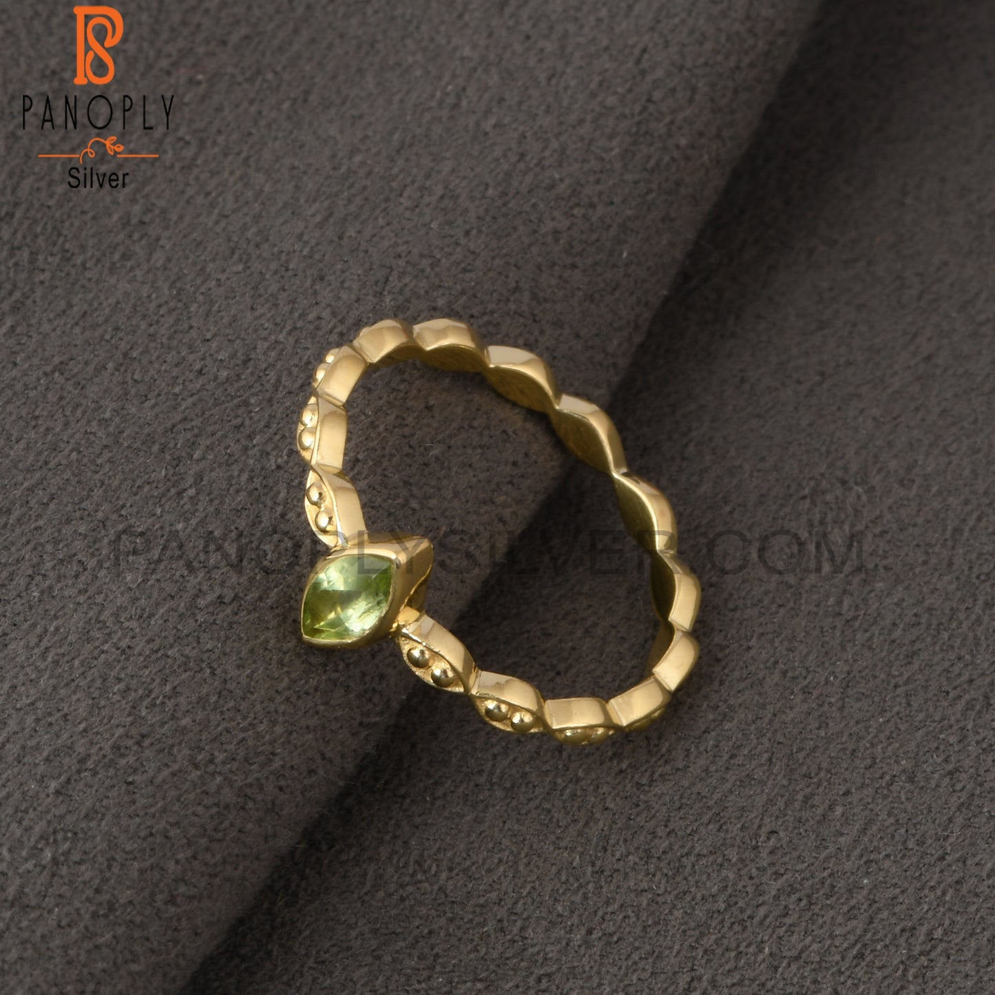 18K Gold Marquise Silver Peridot Marquise Cut Rings