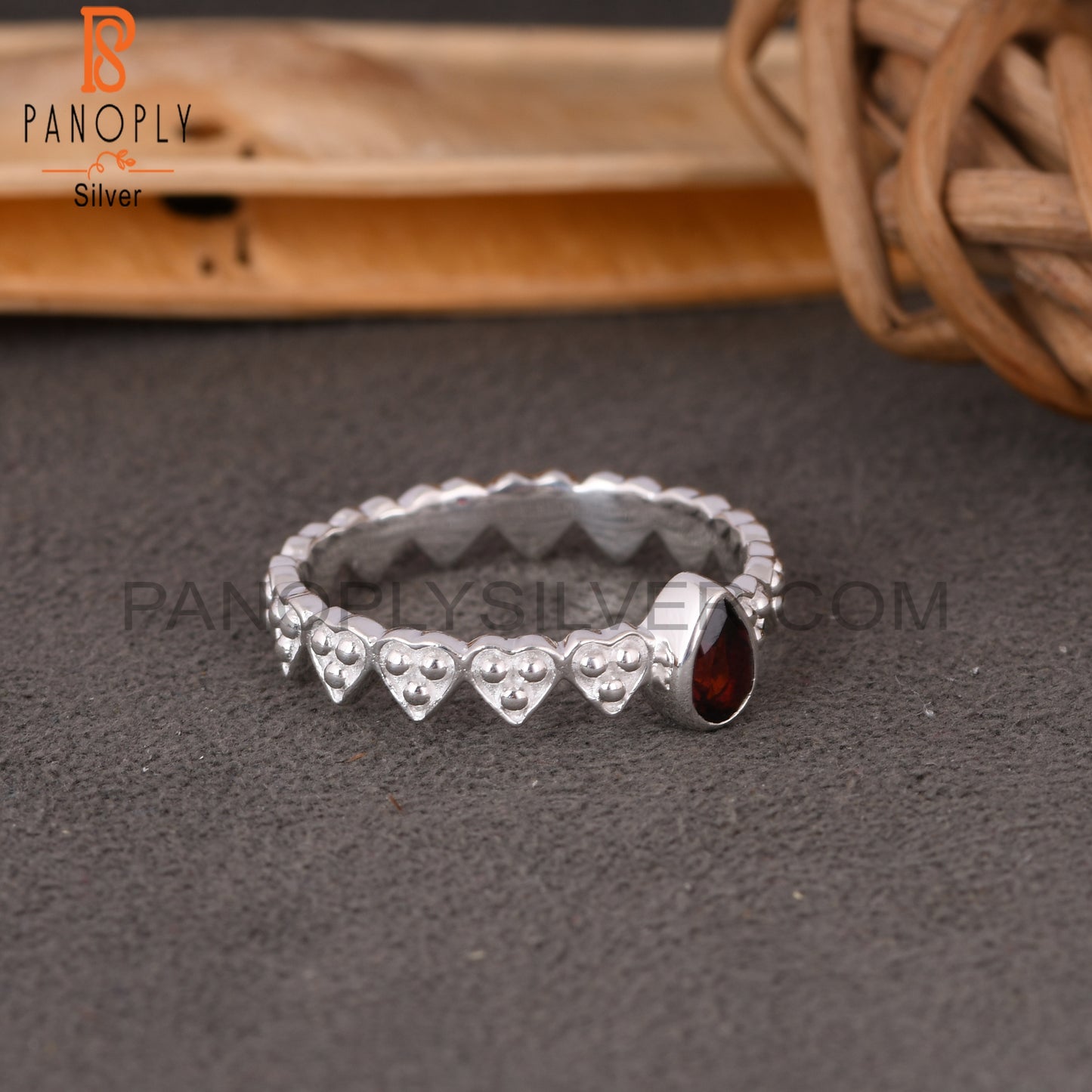 Heart Band Pear Cut 925 Quality Silver Rings