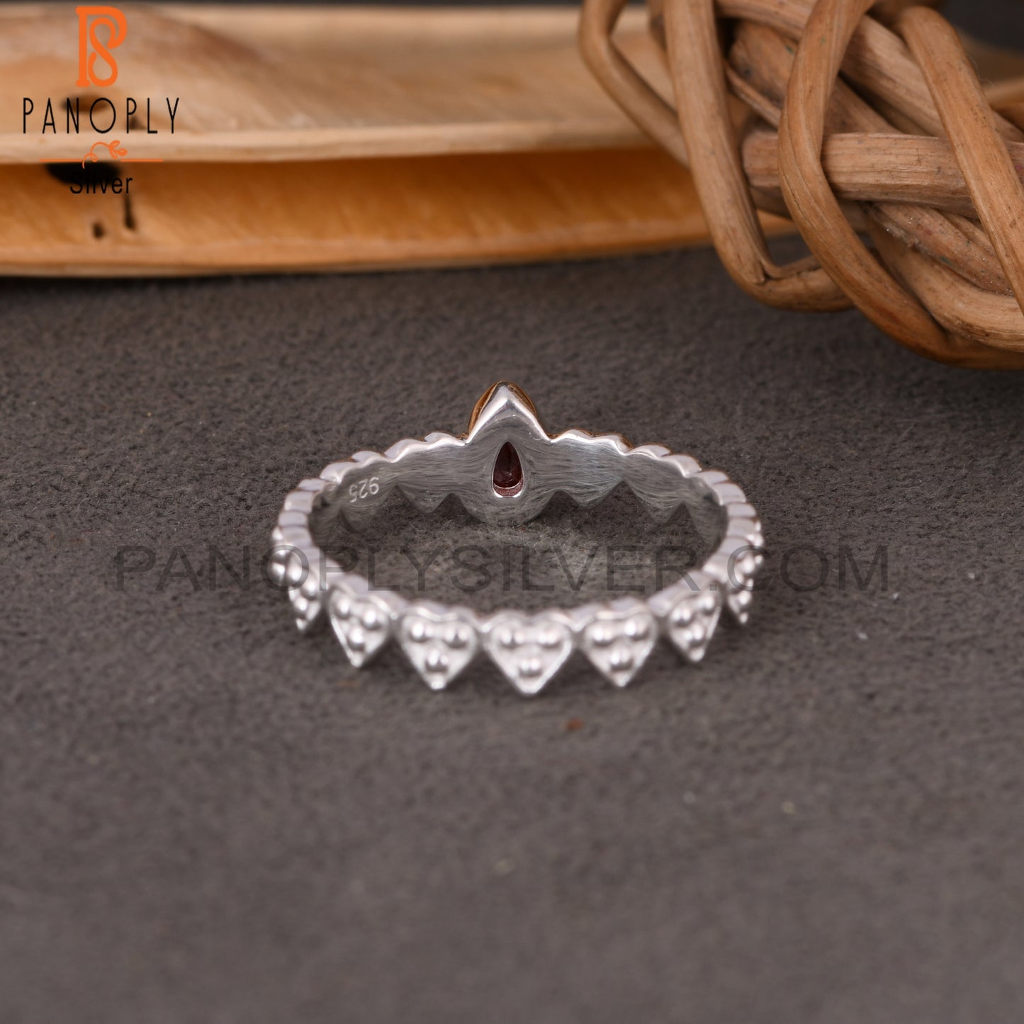 Heart Band Pear Cut 925 Quality Silver Rings