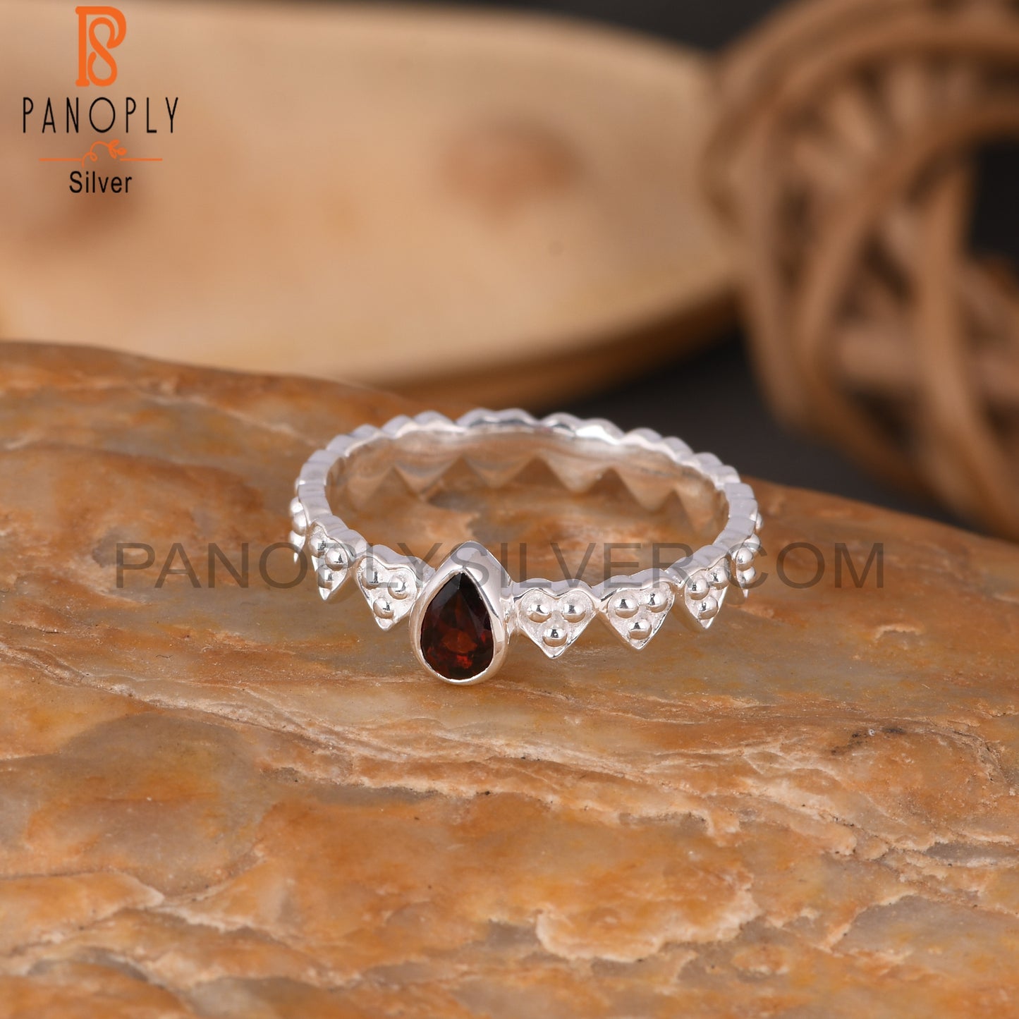 Heart Band Pear Cut 925 Quality Silver Rings