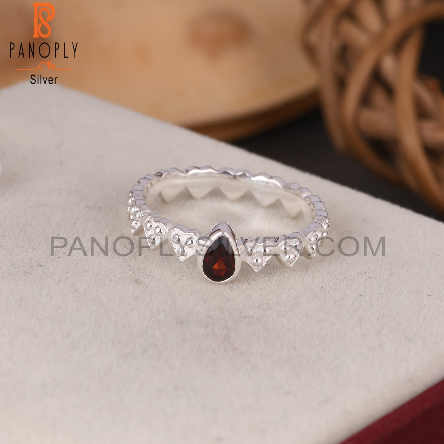 Heart Band Pear Cut 925 Quality Silver Rings