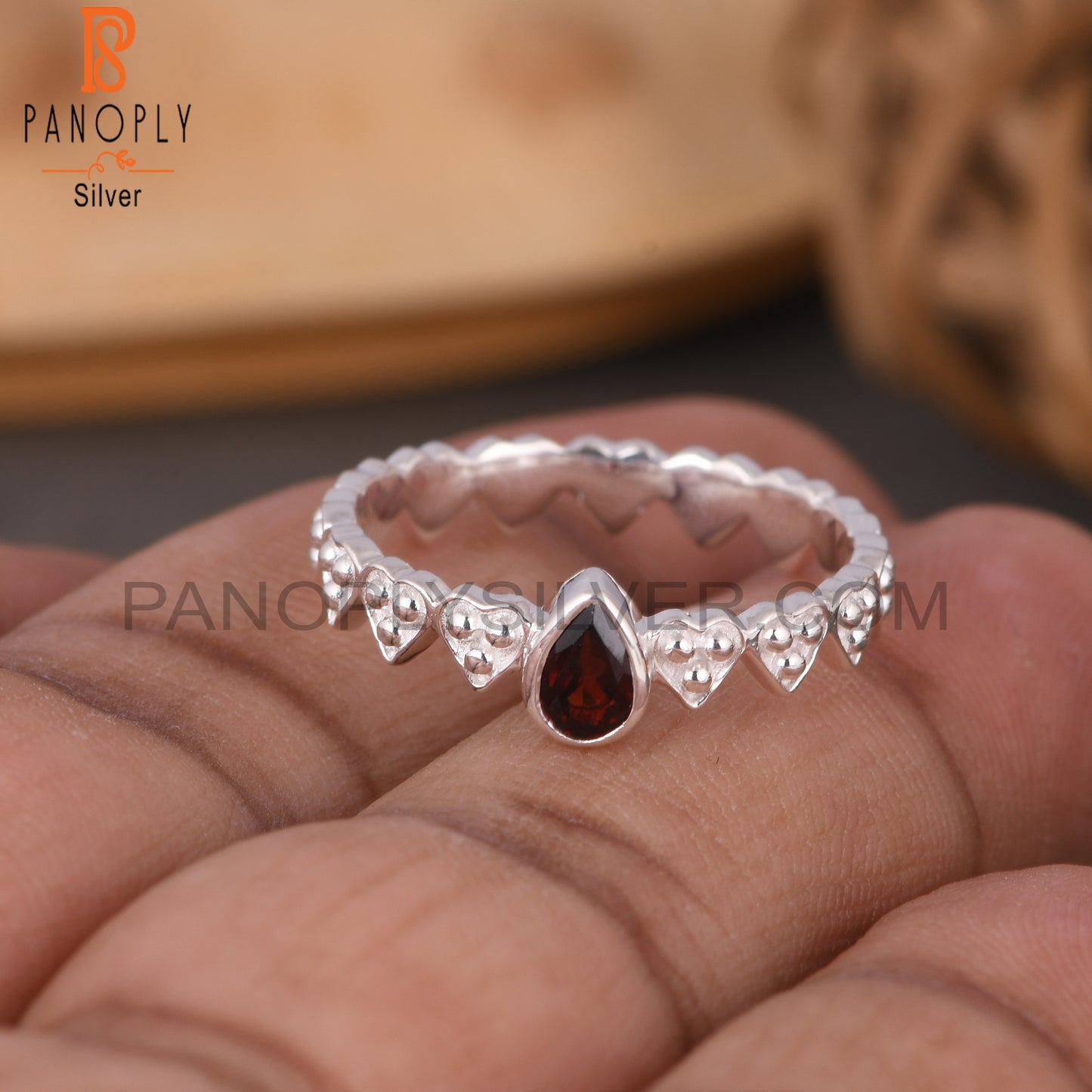 Heart Band Pear Cut 925 Quality Silver Rings