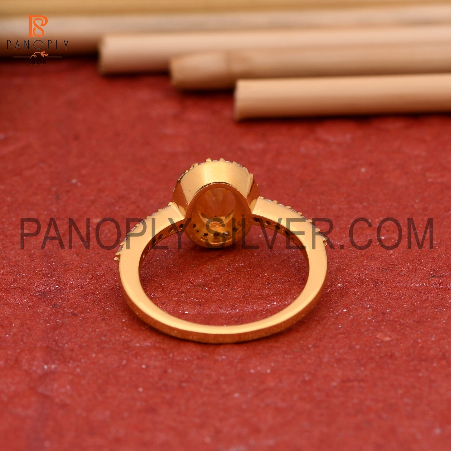 CZ Studded Citrine Gem Hello Wedding Sparking Ring