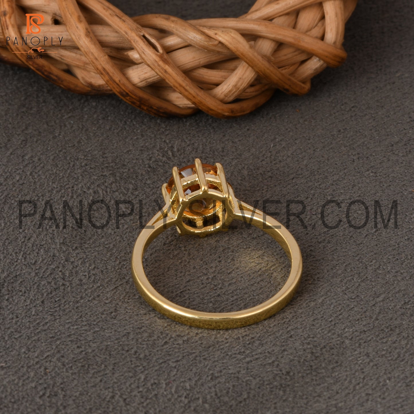Citrine 18K Gold Plated 925 Silver Rings