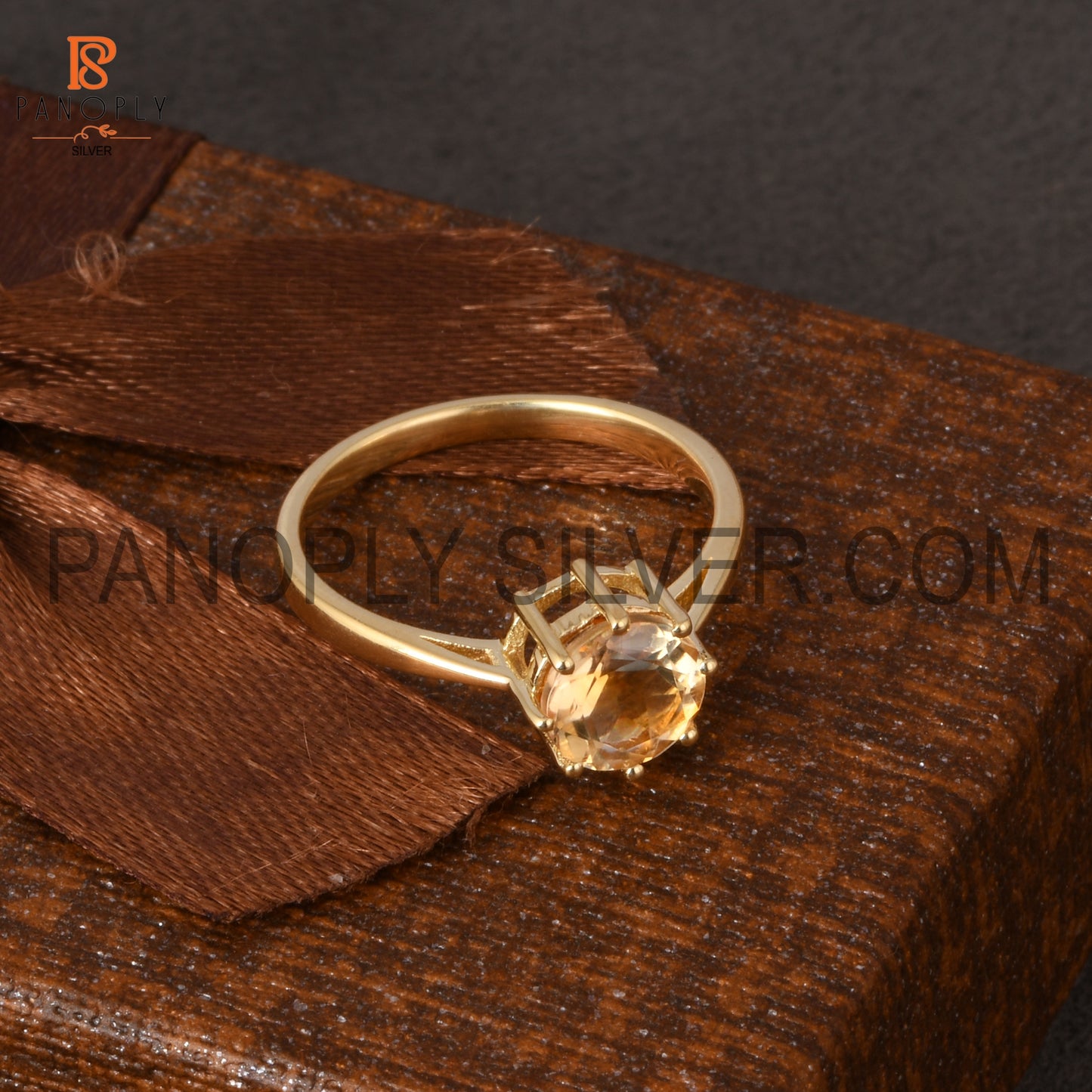 Citrine 18K Gold Plated 925 Silver Rings