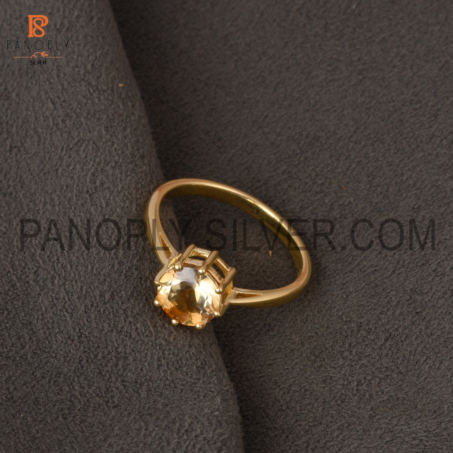 Citrine 18K Gold Plated 925 Silver Rings