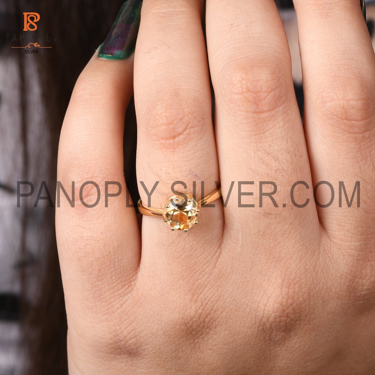 Citrine 18K Gold Plated 925 Silver Rings