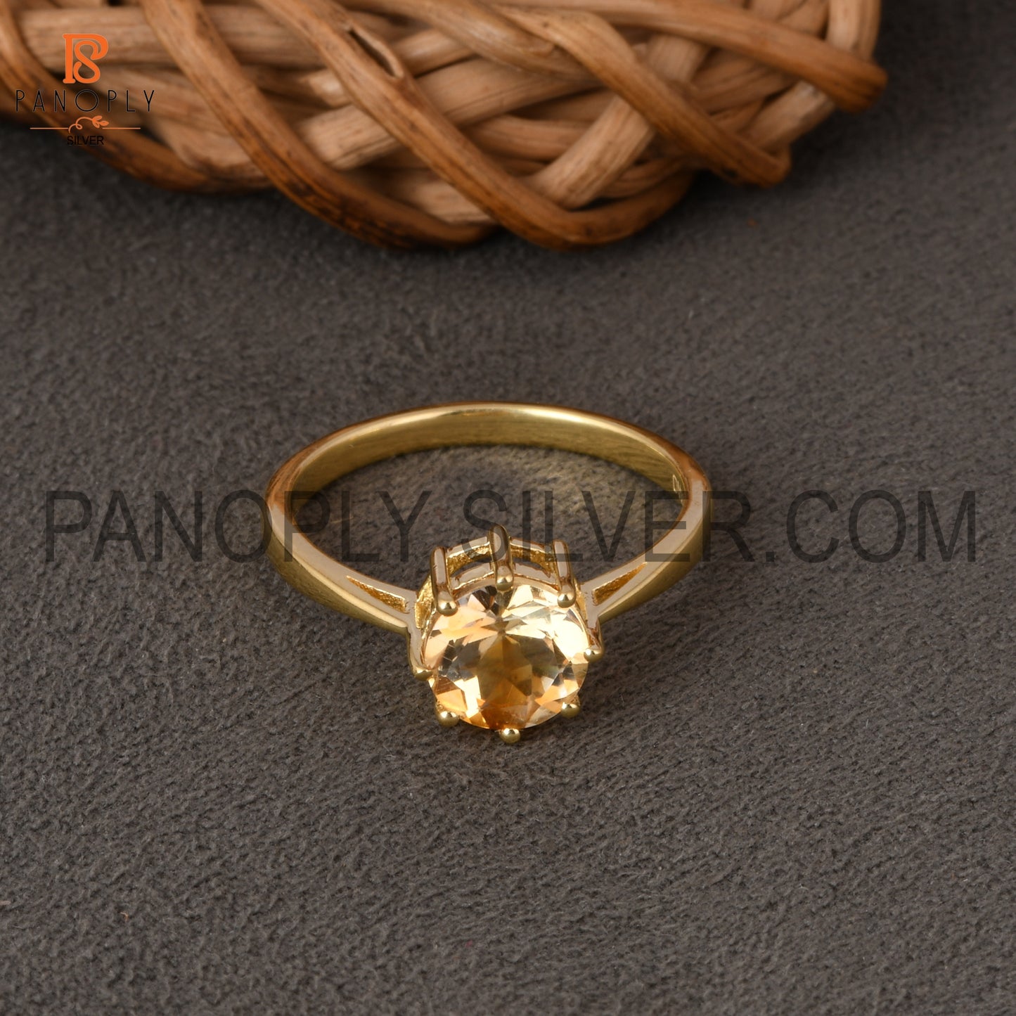 Citrine 18K Gold Plated 925 Silver Rings