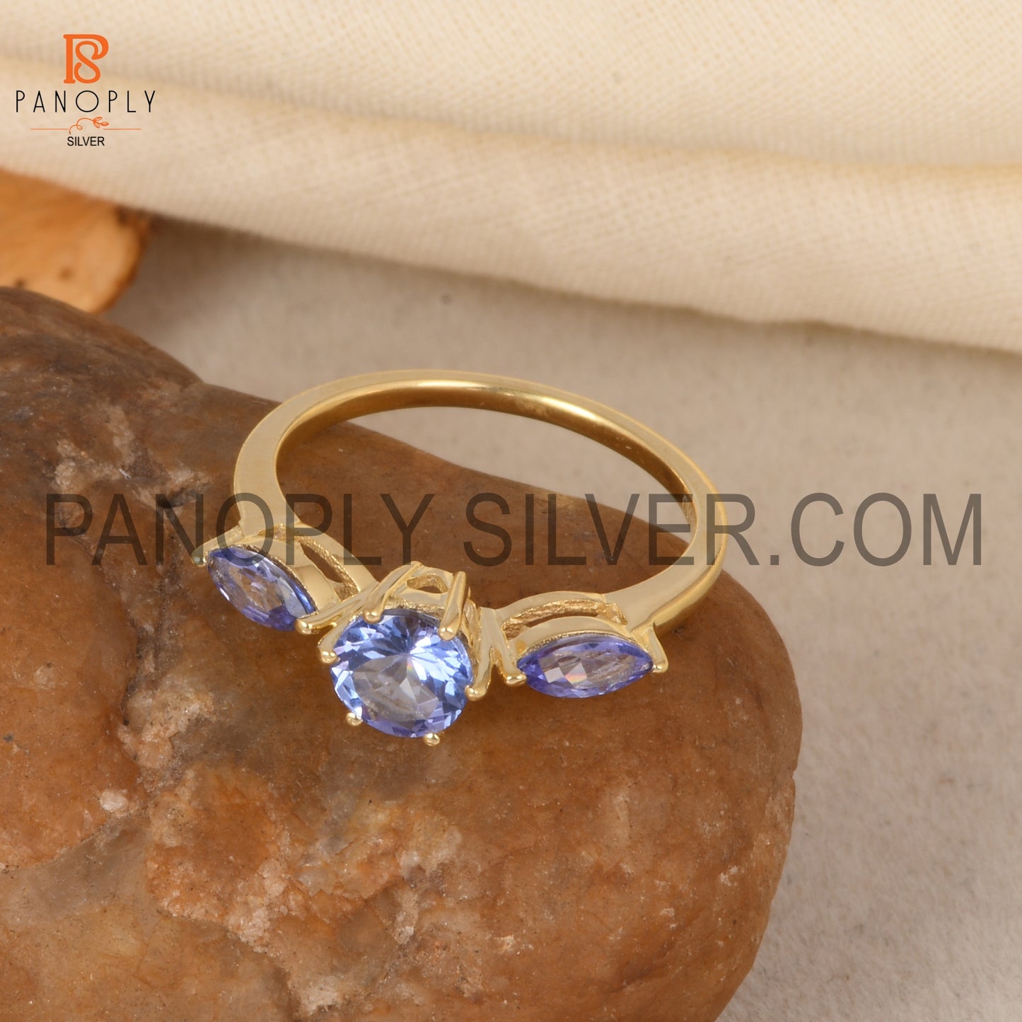 Tanzanite Gems 18k Gold Plated Wedding For Girls Ring