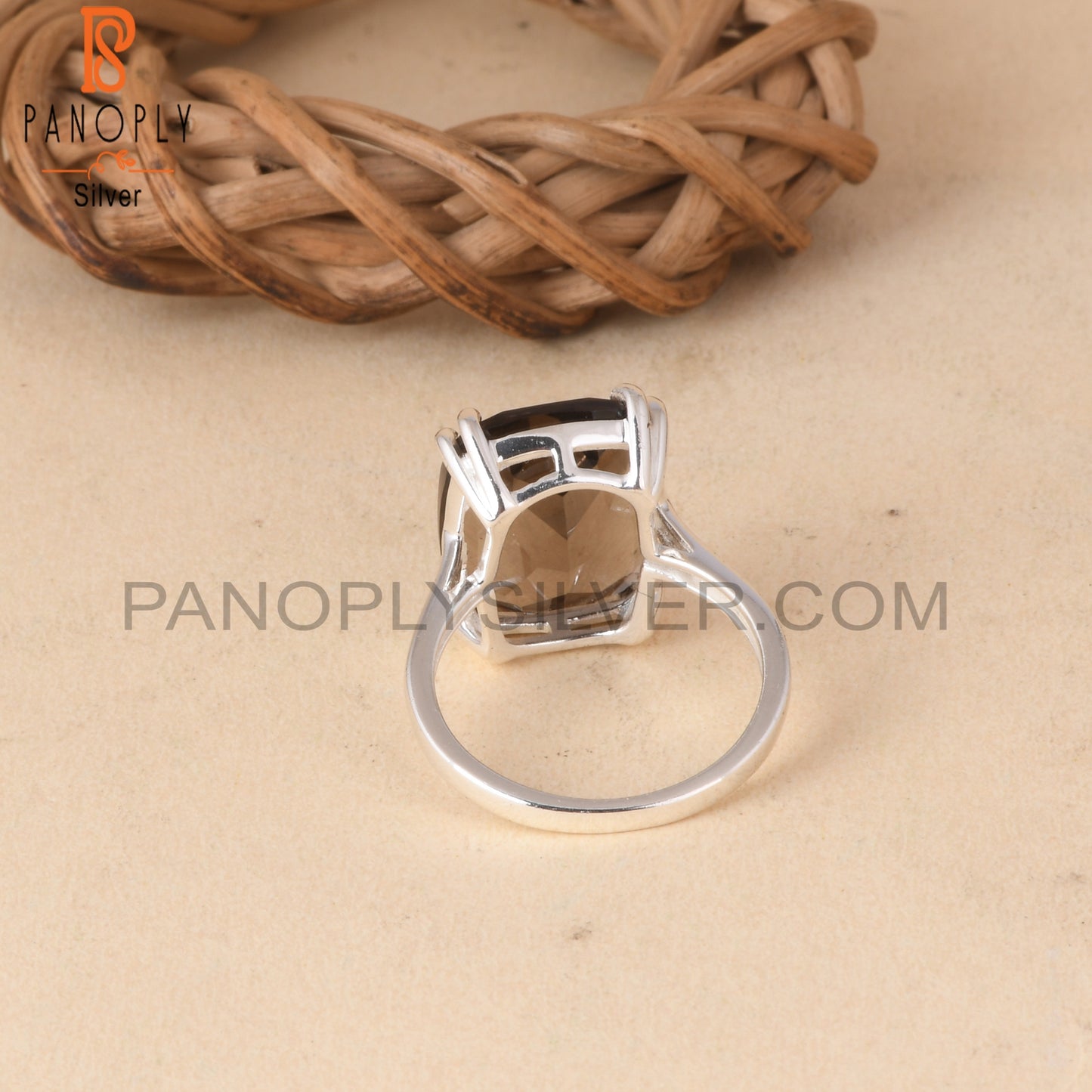 Cushion Shape Smoky S 925 Silver Rings