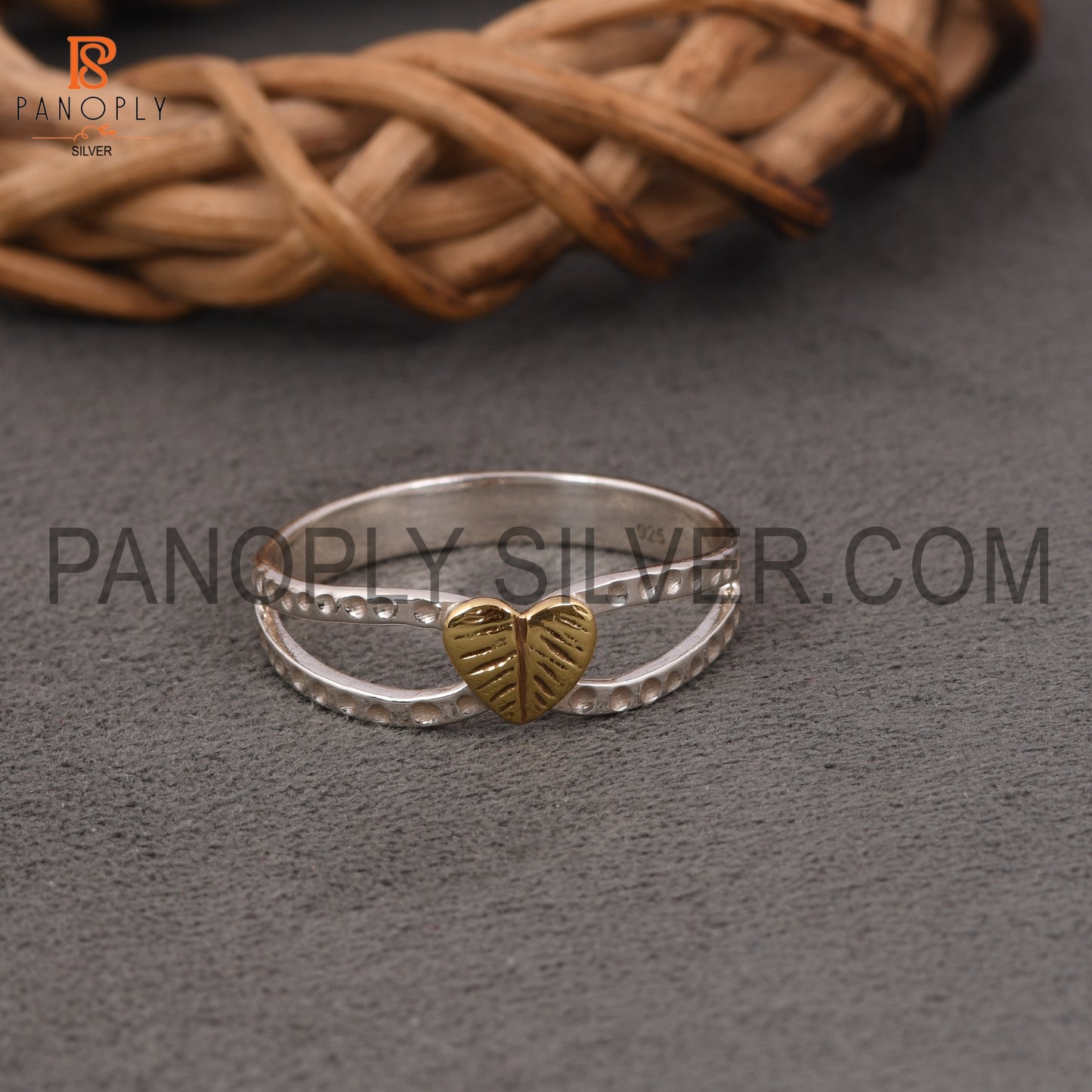 Split Band Heart Link Two Tone Rings For Mom