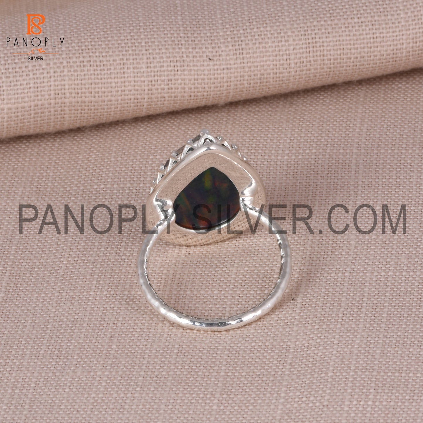 Aurora Opal Red Green Beautiful 925 Silver Pear Ring