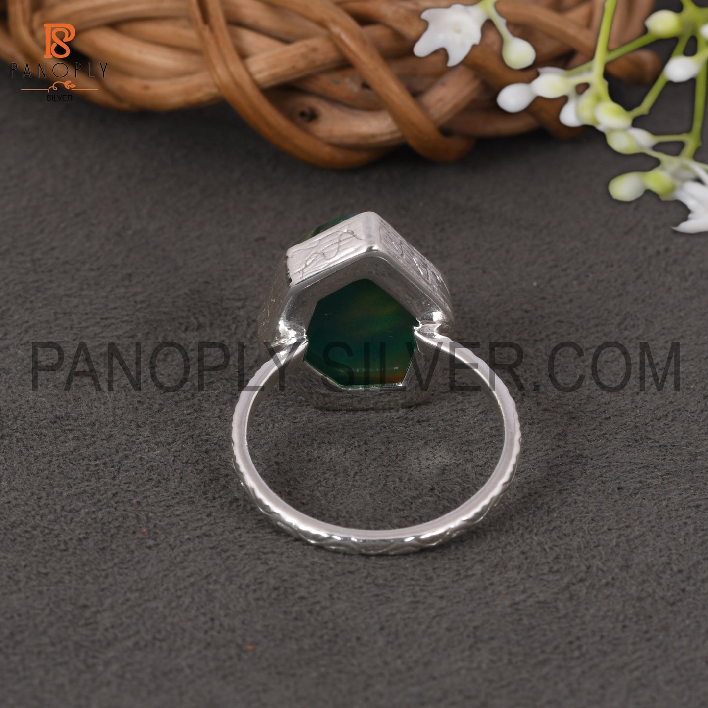 925 Sterling Silver Gems Jewelry For Women Opal Green Ring