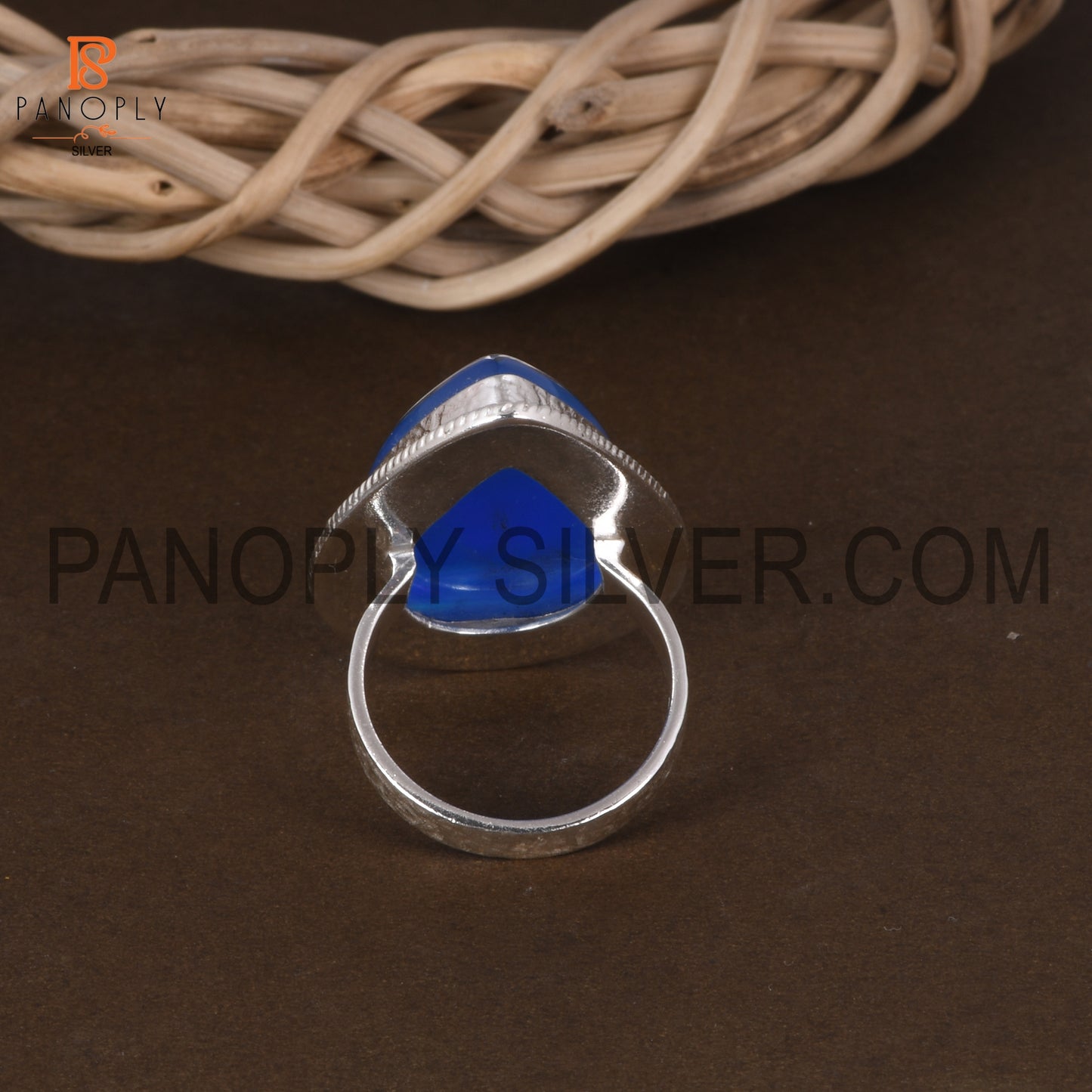 Cabushion Pear Cut Aurora Opal Blue Finger Ring For Girls