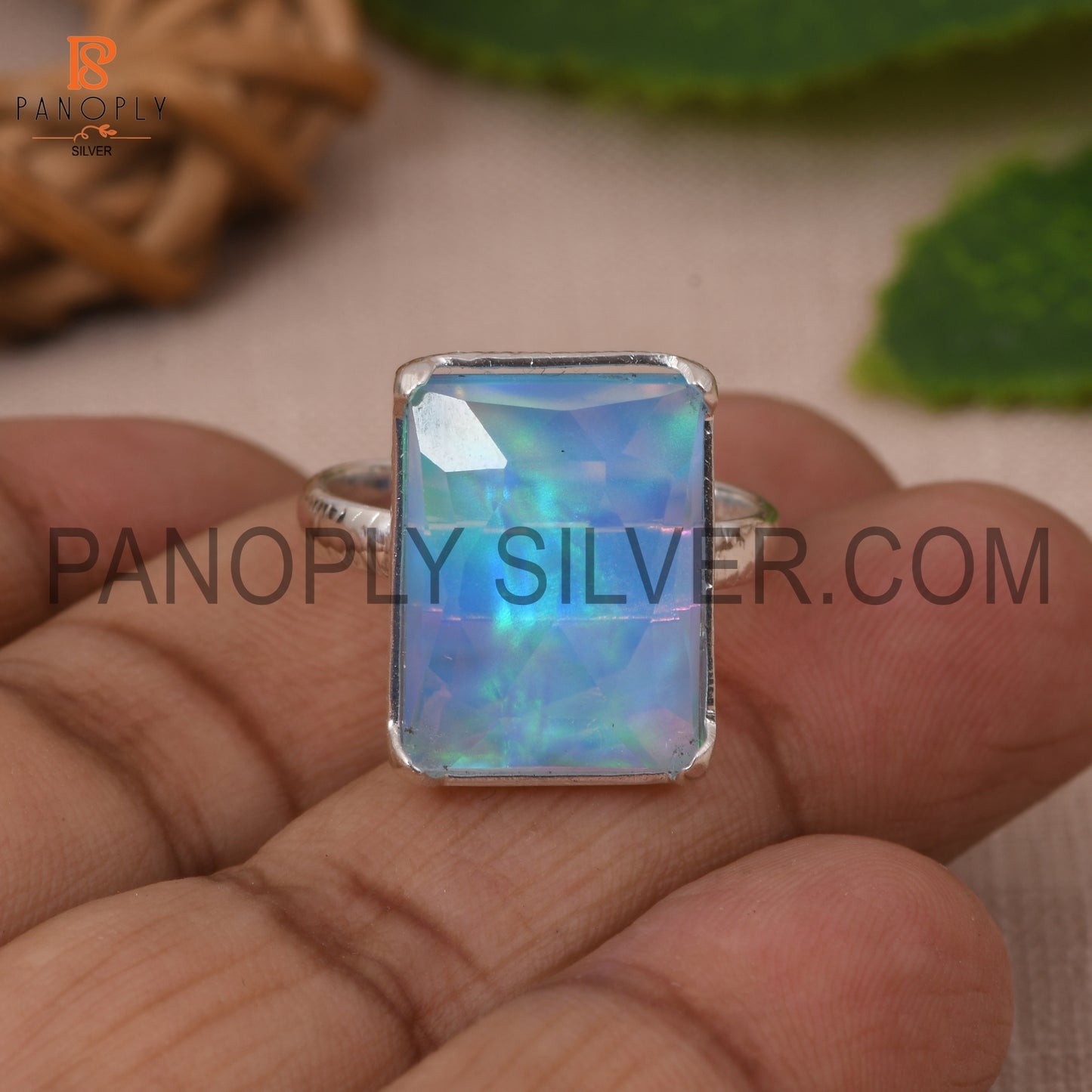 Beautiful Shining Stone Baguette Shape 925 Silver Ring Gift for Mom