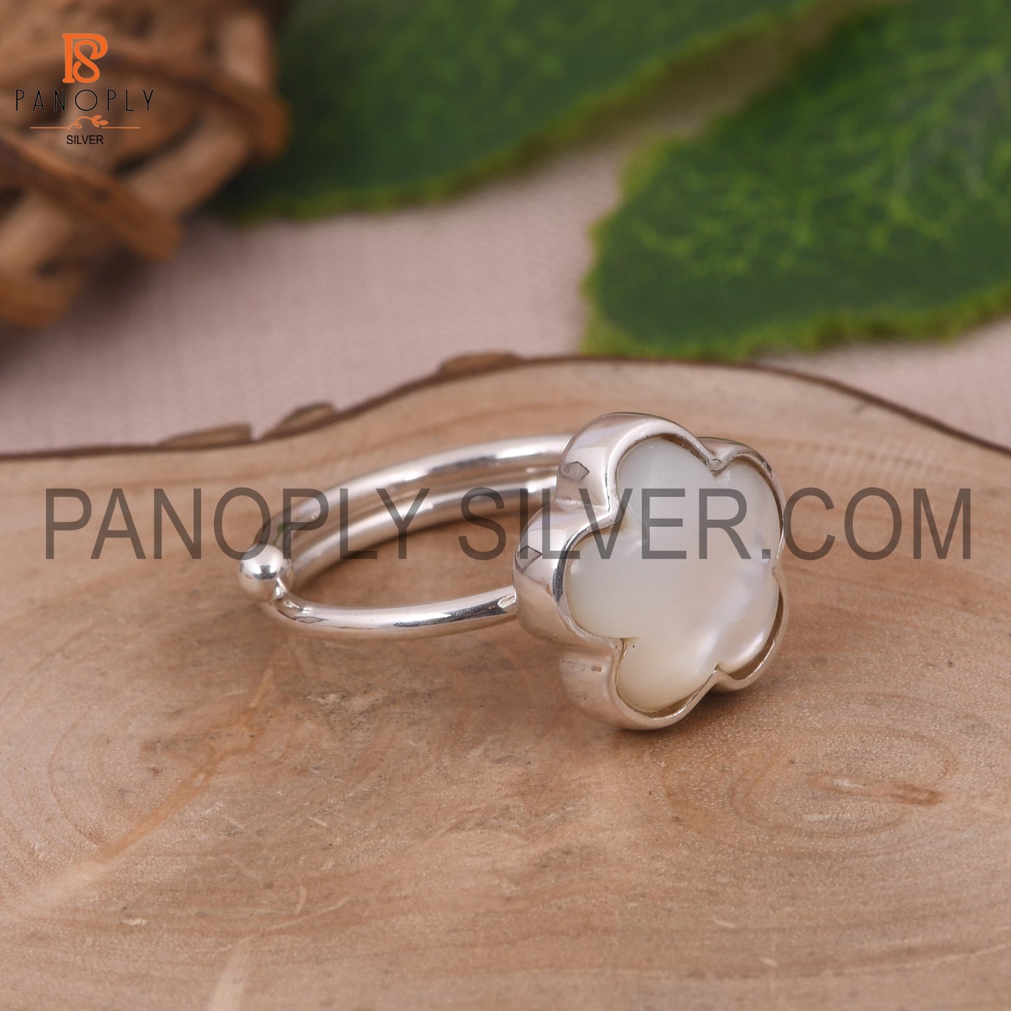 Mother Of Pearl Sun Flower Adjustable Ring Gift For Mother