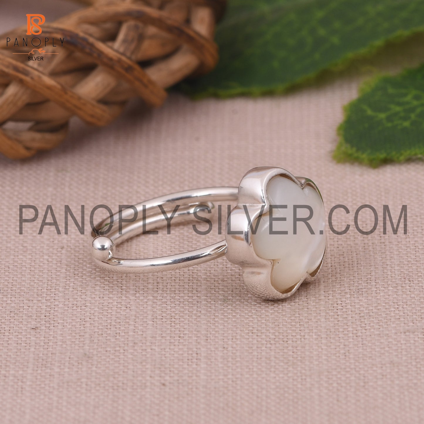 Mother Of Pearl Sun Flower Adjustable Ring Gift For Mother
