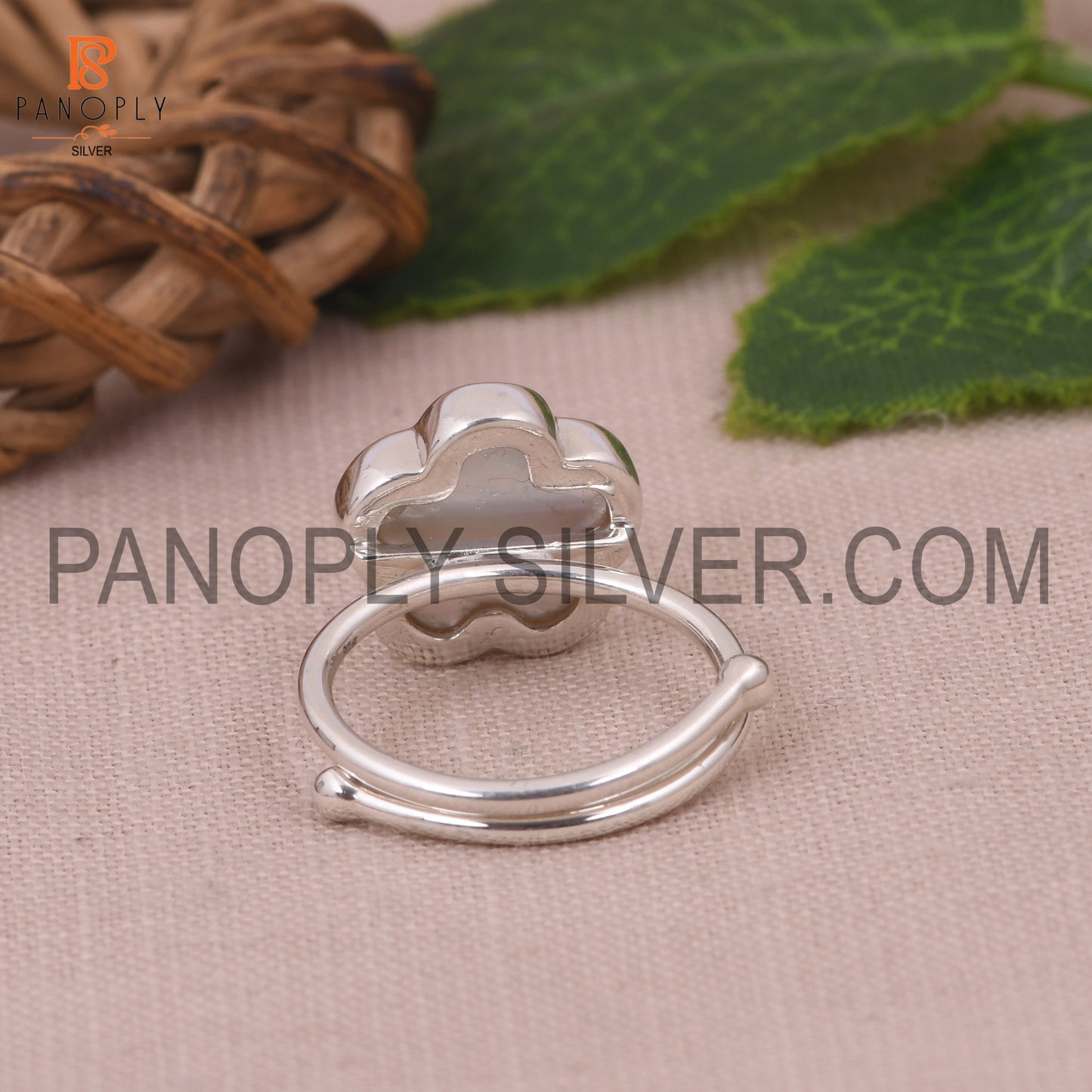 Mother Of Pearl Sun Flower Adjustable Ring Gift For Mother