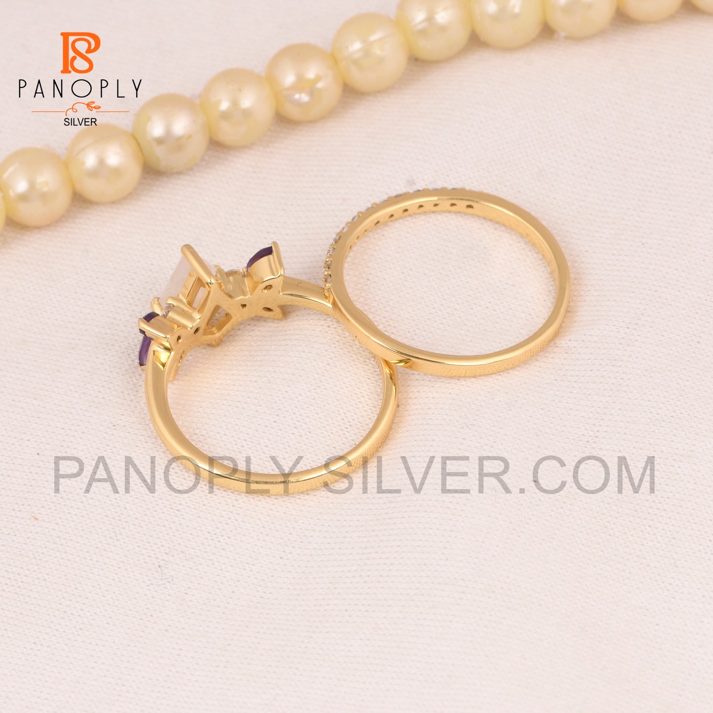 Marquise 925 Silver 18k Gold Engagement Rings