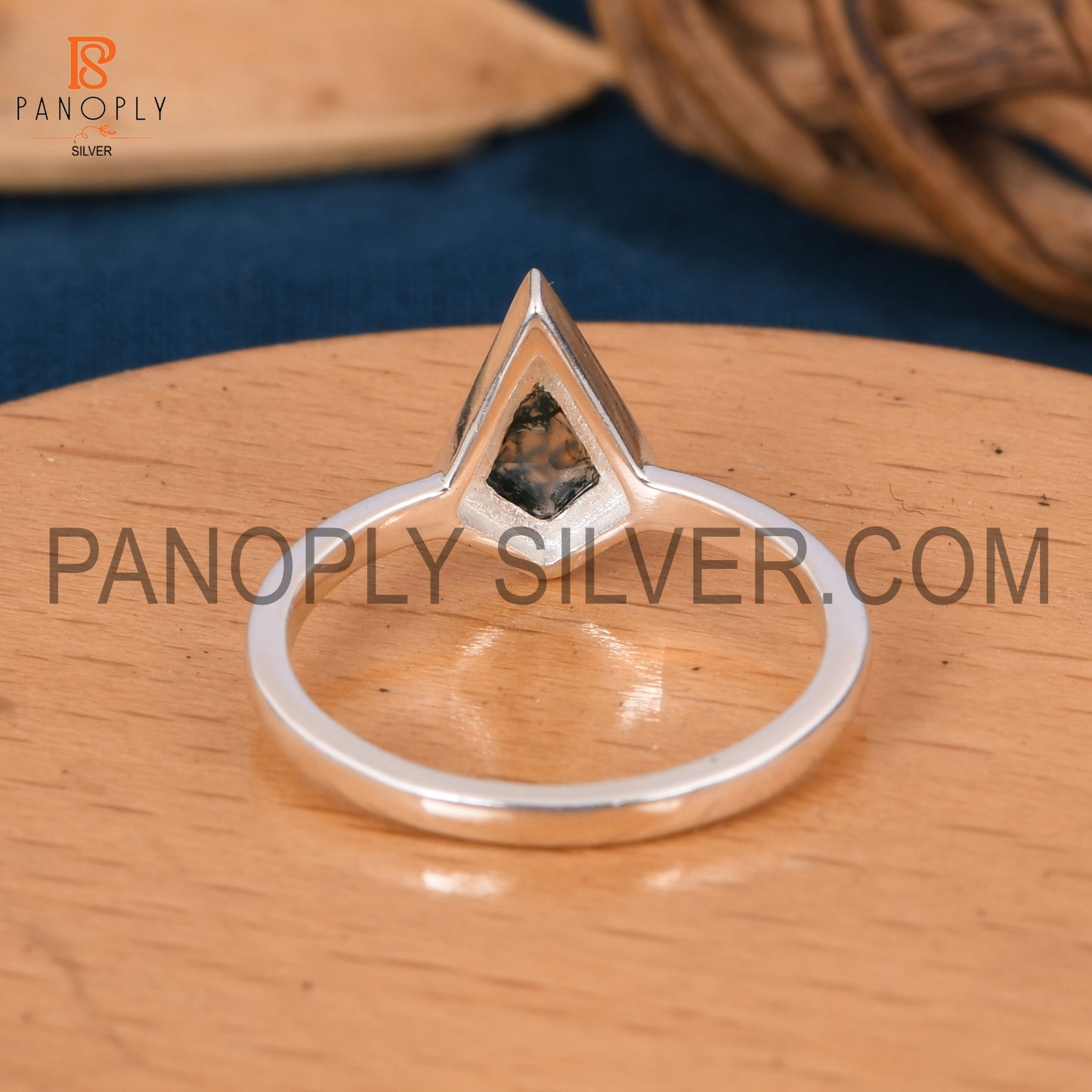 925 Silver Moss Agate Vintage Green Rings