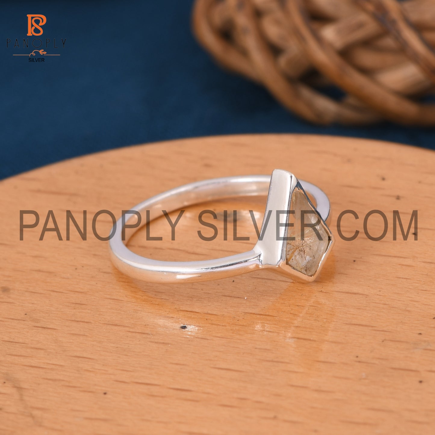 Golden Rutile vintage art deco minimalist rings