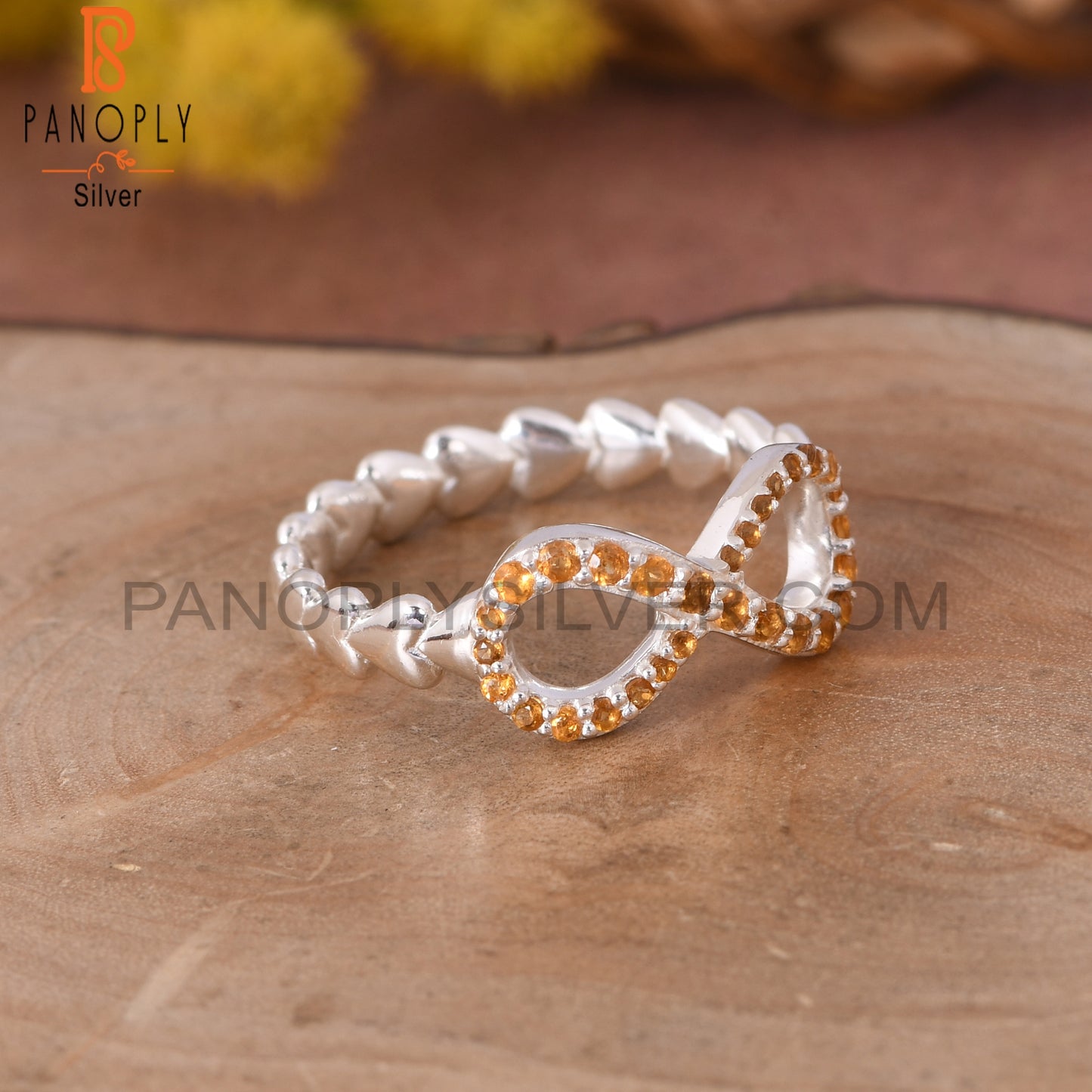 Silver Infinity Ring in 925 Quality Silver Heart Band Rings