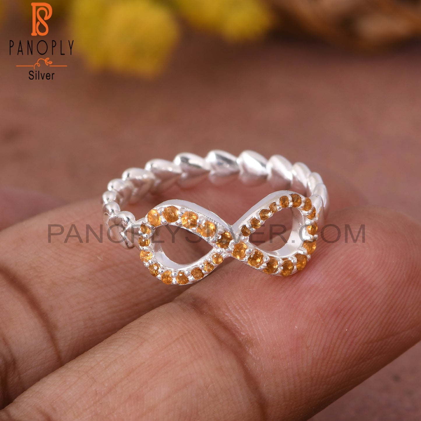 Silver Infinity Ring in 925 Quality Silver Heart Band Rings