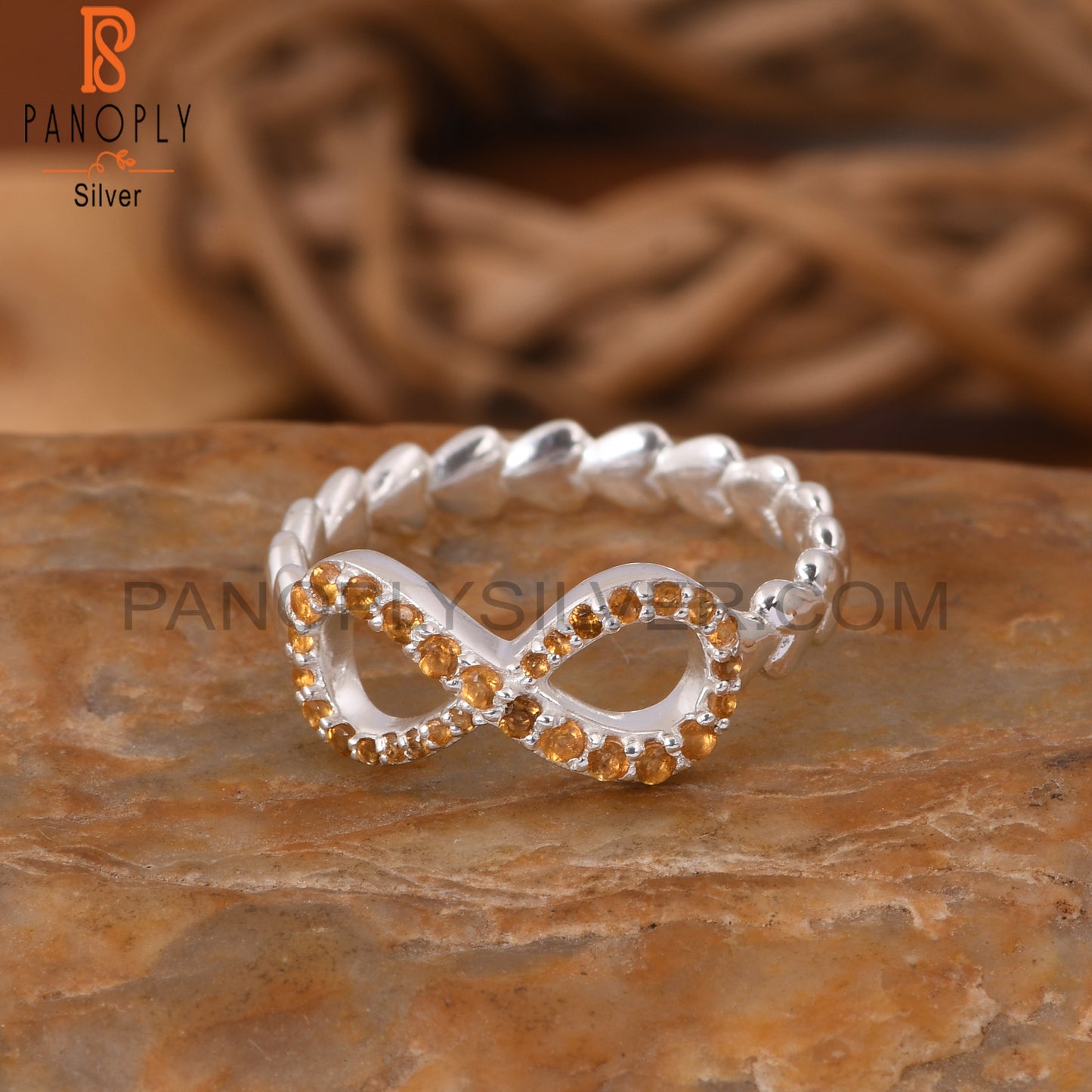 Silver Infinity Ring in 925 Quality Silver Heart Band Rings