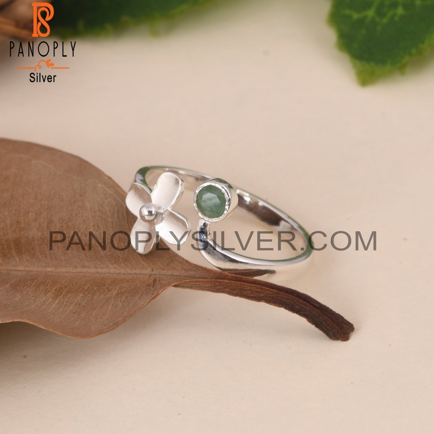 Emerald Flower 925 Sterling Silver Rings