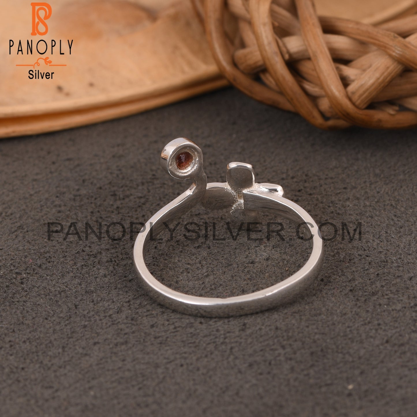 Small Flower 925 Sterling Silver Garnet Silver Rings