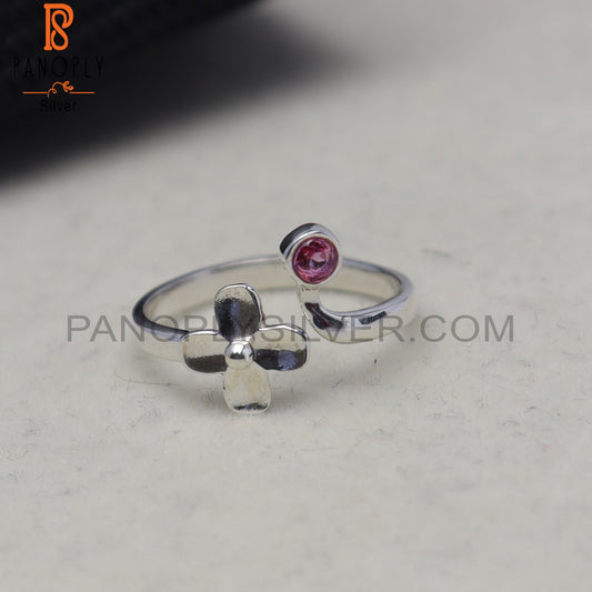 Vintage Pink Topaz Engagement Floral Beauty Rings